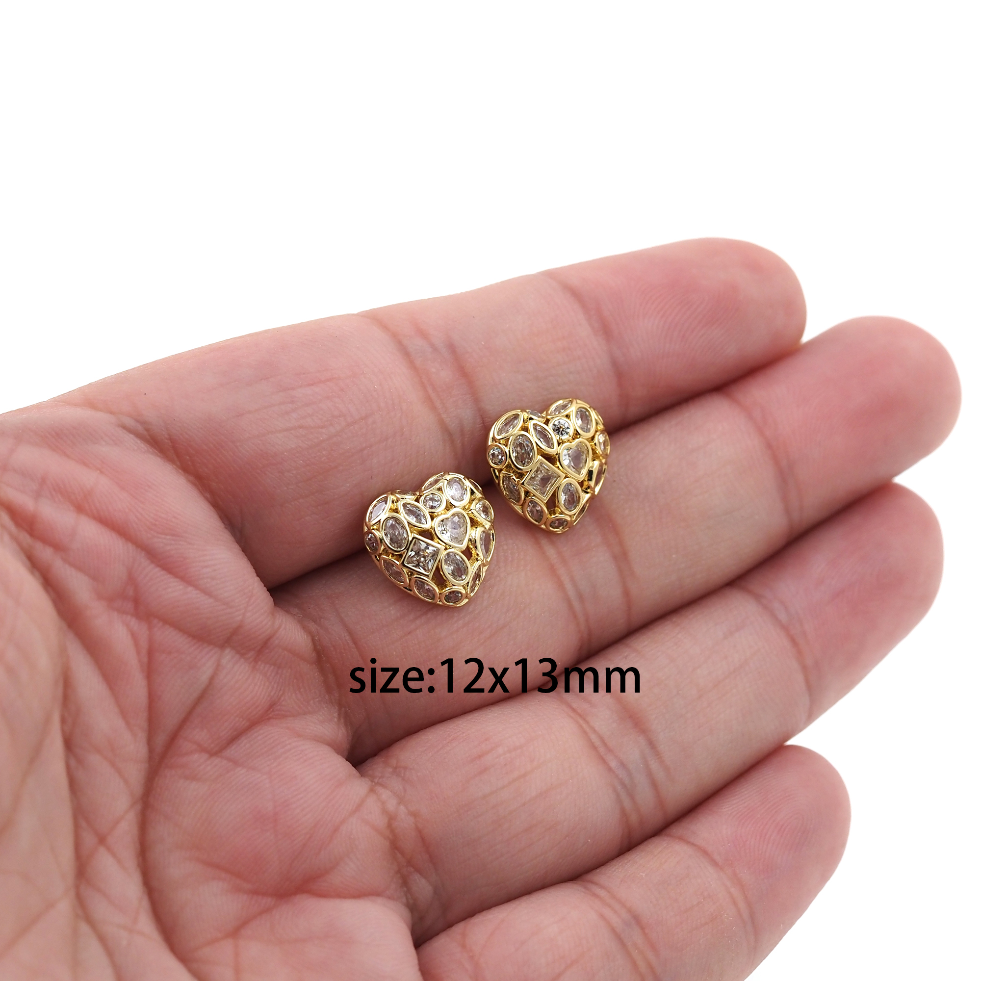 18K Gold Filled Heart Stud Earrings,CZ Micro Pave Heart Earrings,Dainty Earrings,Minimalist Earring,Gift for Wife