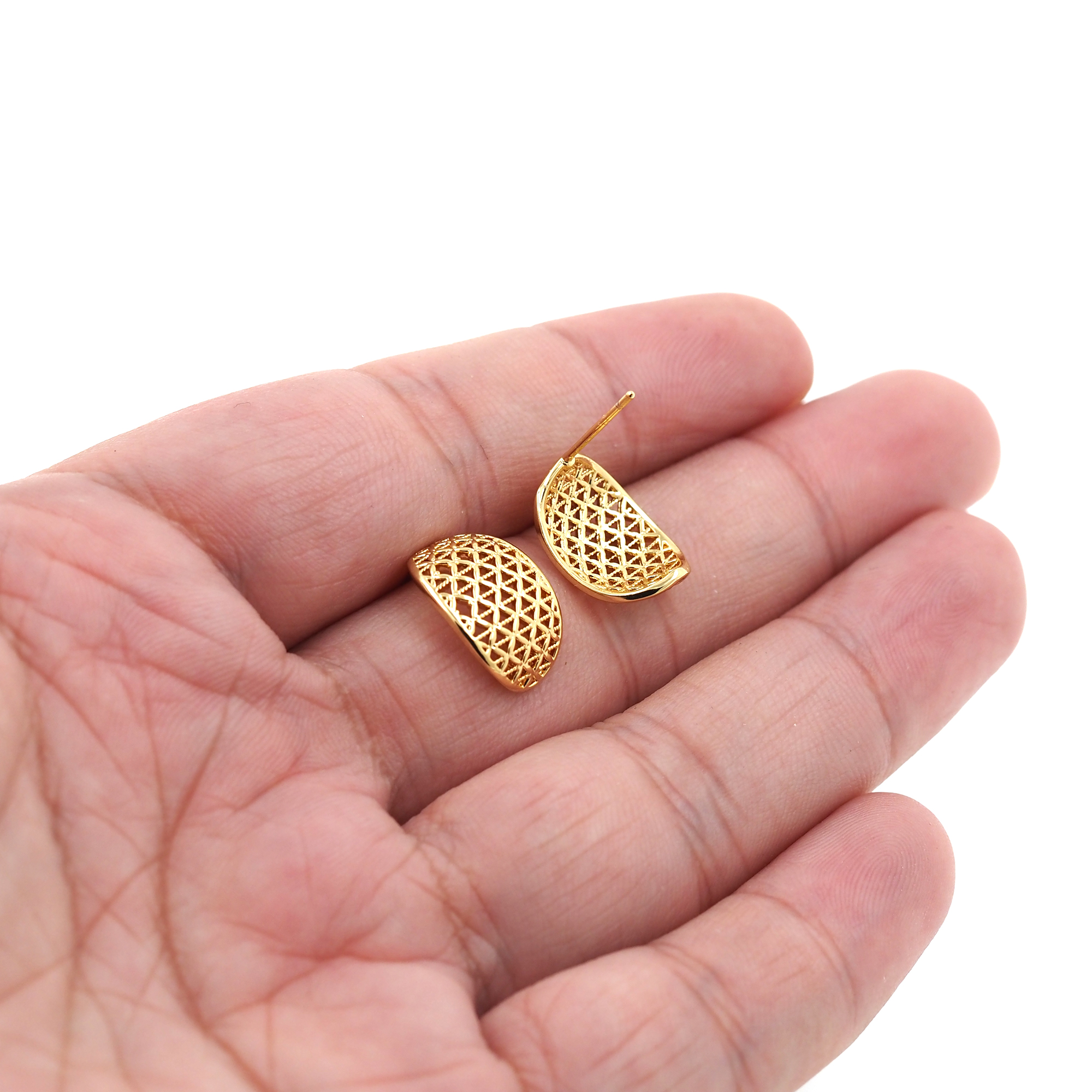 18K Gold Filled Mesh Stud Earrings,Dainty Earrings,Gold Stud Earrings,Minimalist Earrings