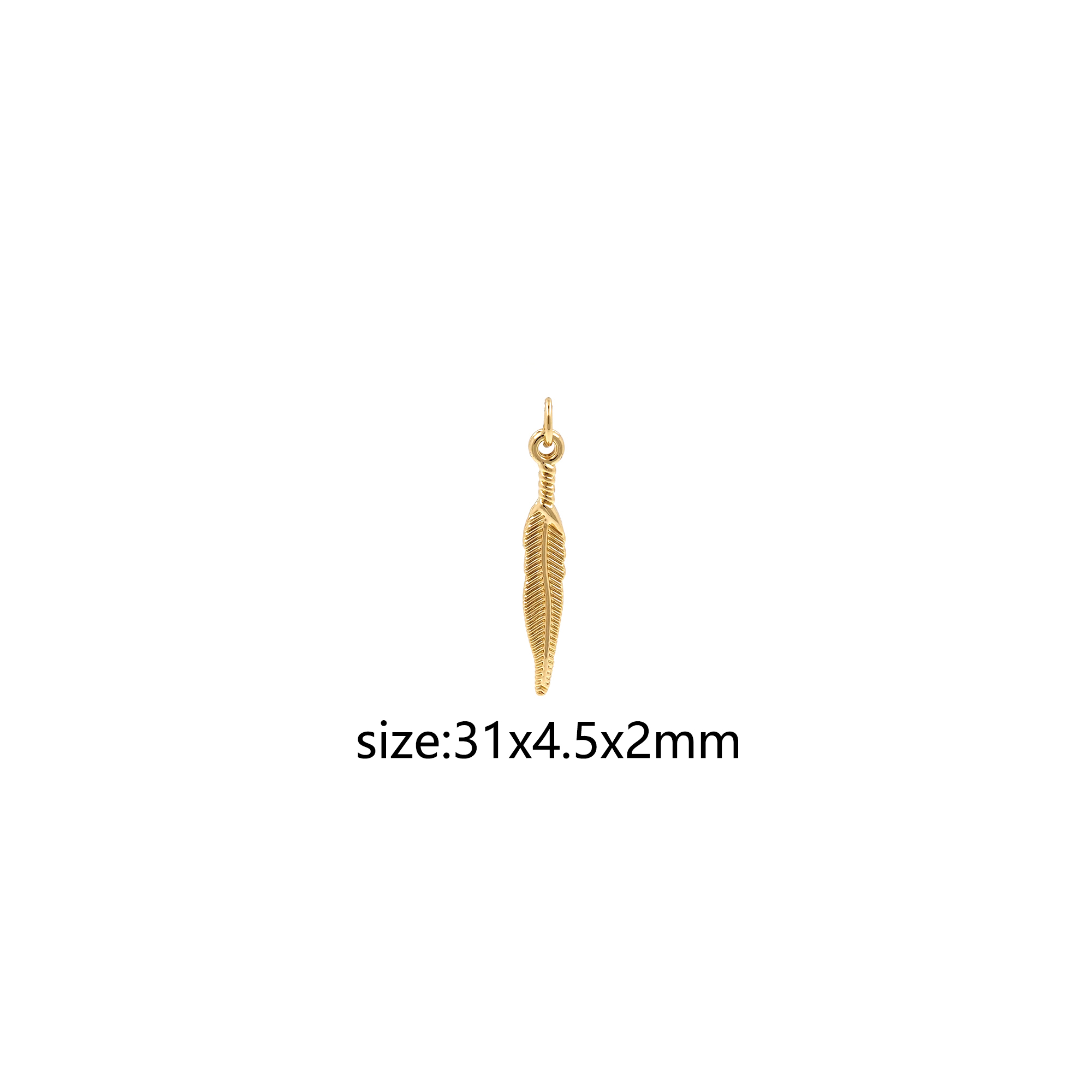 5pcs 18K Gold Filled Feather Pendant,Feather Charm Earrings Necklace for DIY Jewelry Making Supply