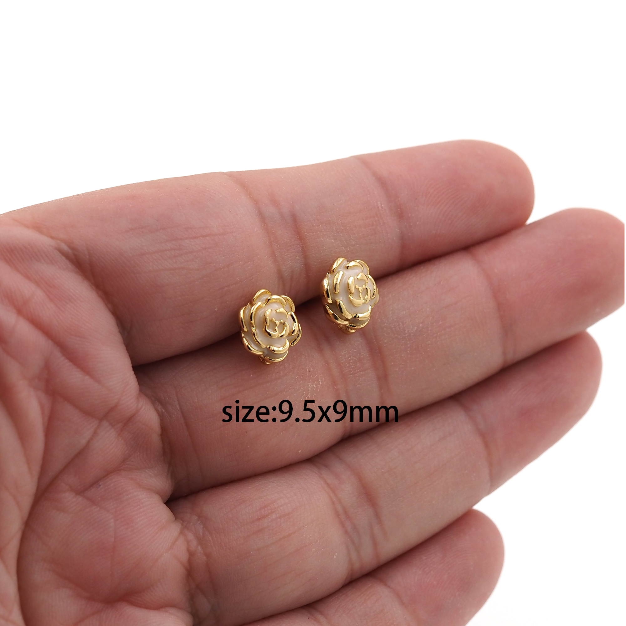 18K Gold Filled Rose Stud Earrings,Enamel Rose Earrings,Dainty Earrings,Minimalist Earring,Gift for Wife