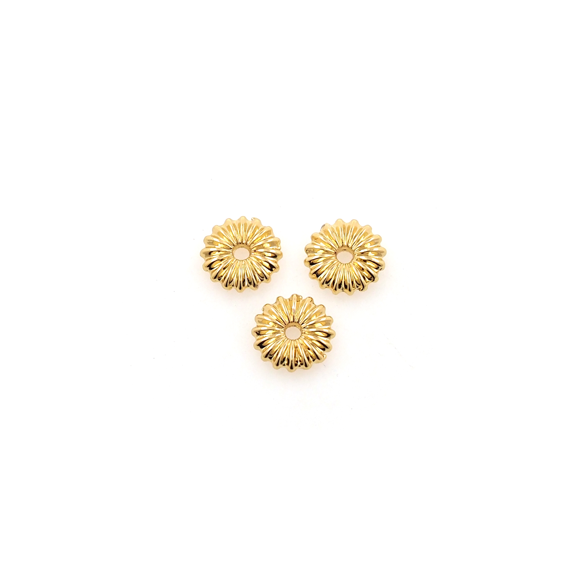 10pcs 18K Gold Filled Flower Spacer Beads,Floral Bead for Bracelet Jewelry Necklace Making Supply