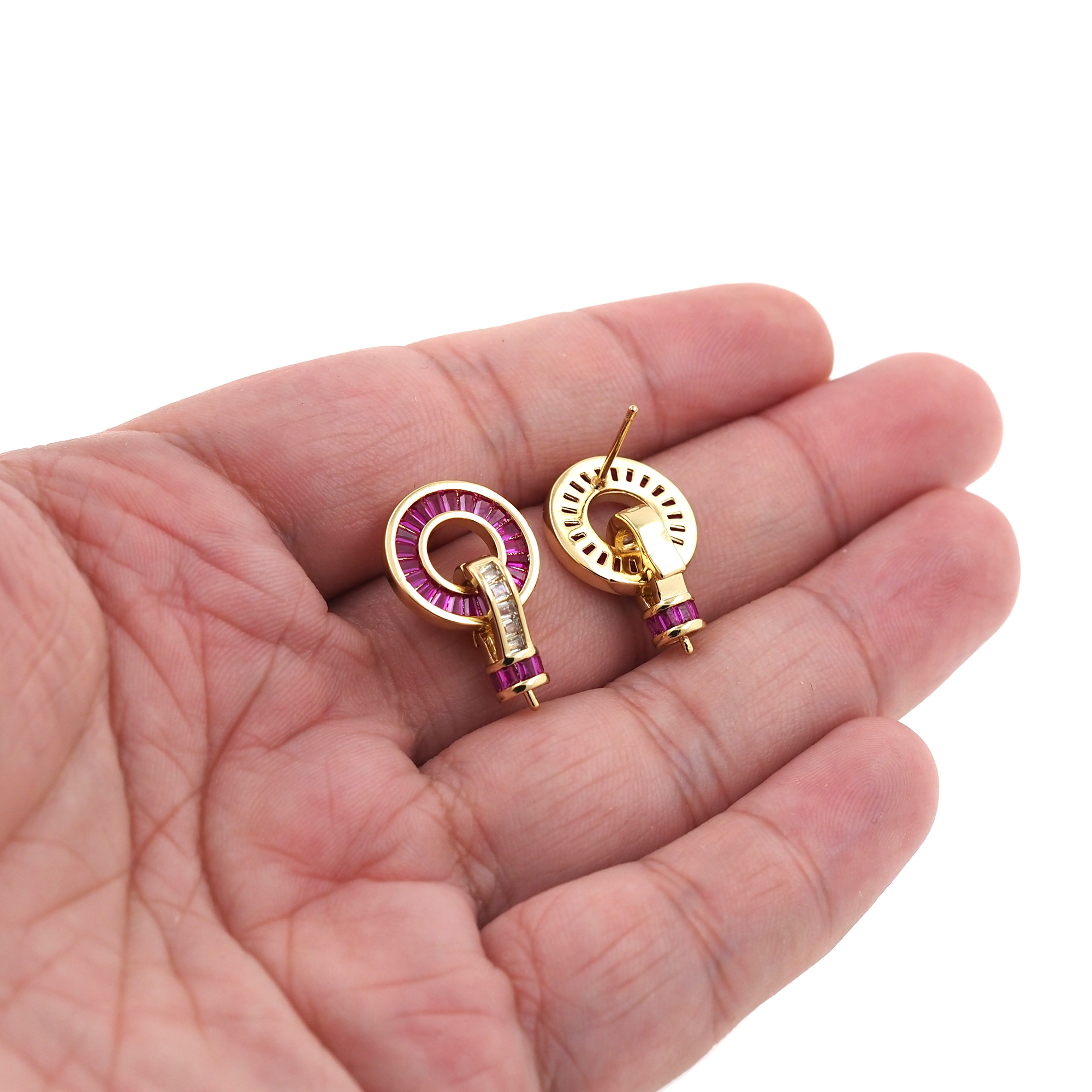 18K Gold Filled Geometric Stud Earrings,CZ Micro Pave Geometric Earrings,Dainty Earrings,Minimalist Earring,Gift for Wife