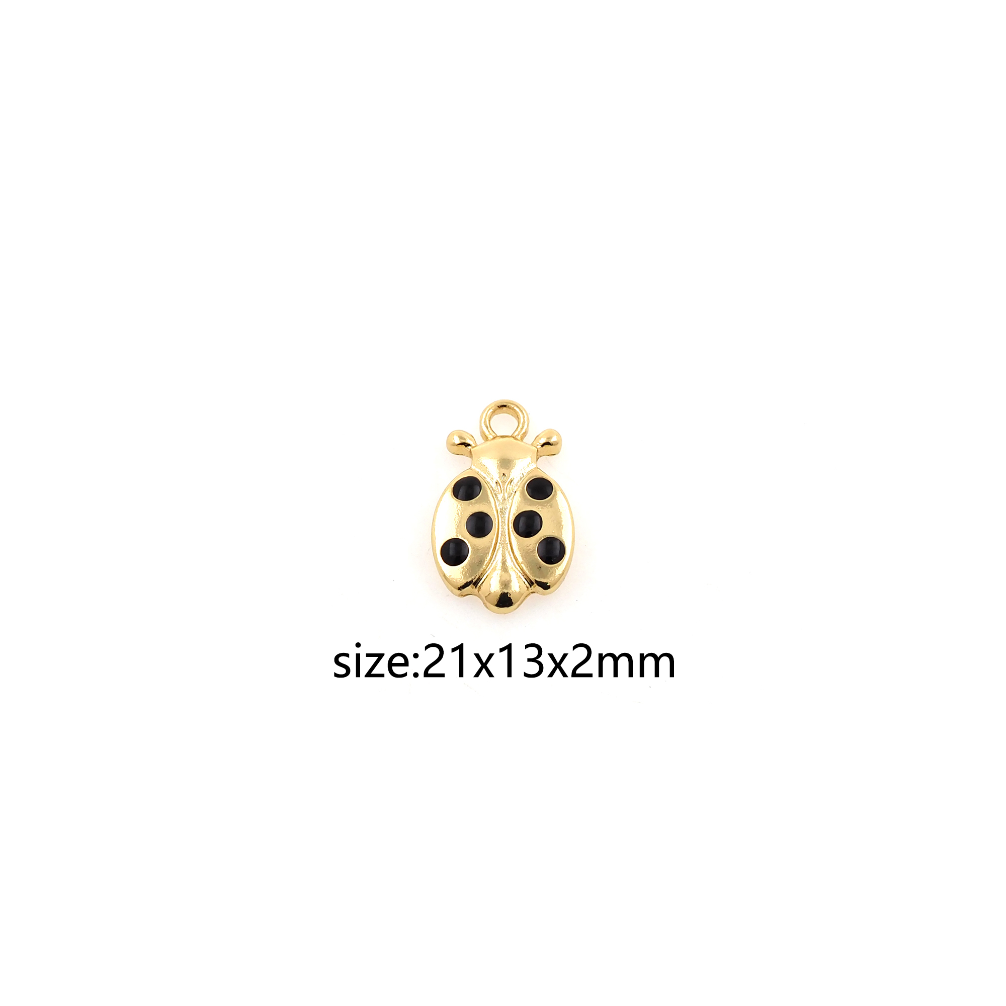 18K Gold Filled Ladybug Pendant,Insect Charm Earrings Necklace for DIY Jewelry Making Supply