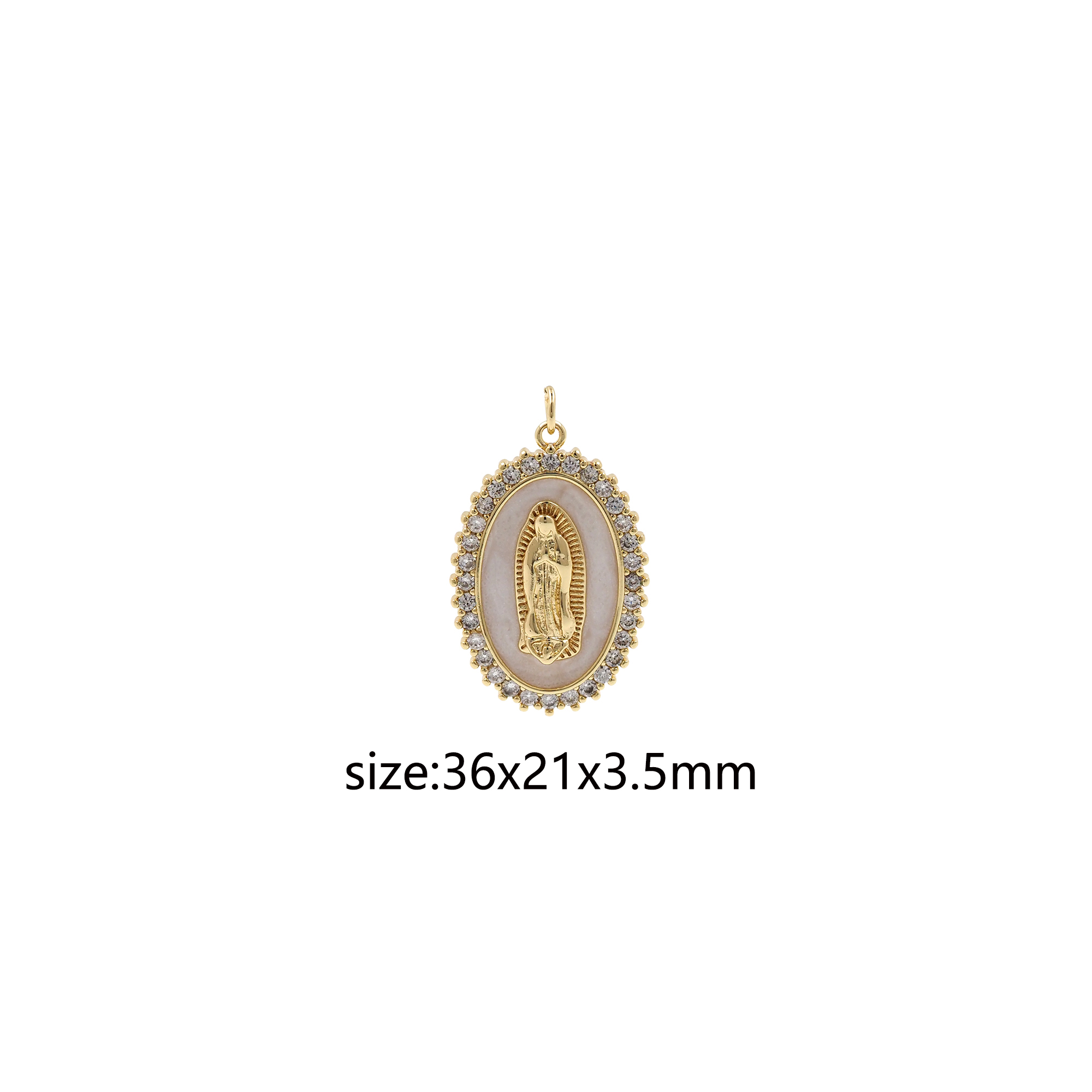 18K Gold Filled Virgin Mary Pendant,CZ Micro Pave Religious Chamr Earrings Necklace for DIY Jewelry Making Supply