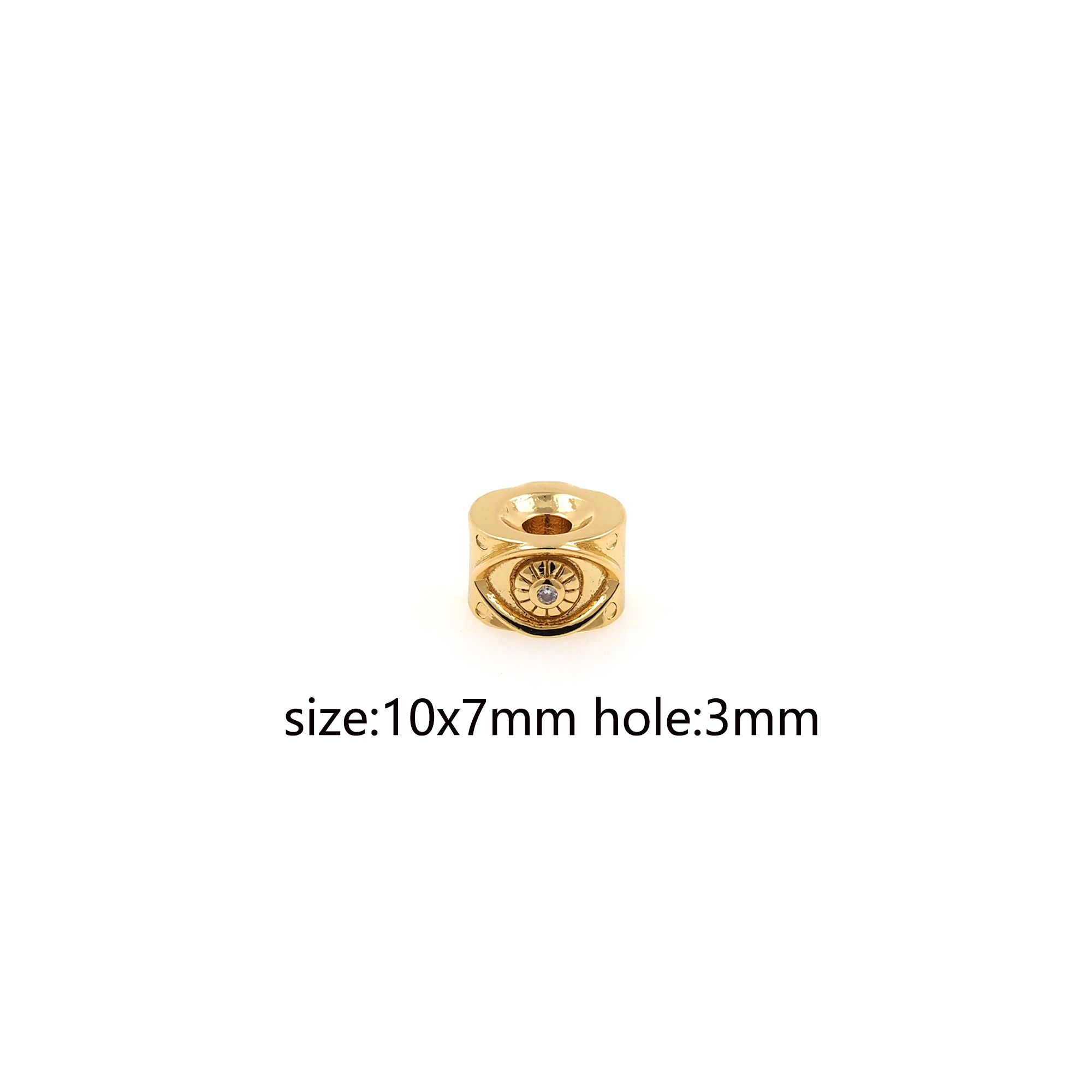 18K Gold Filled Evil Eye Spacer Beads,Evil Eye Bead for Bracelet Jewelry Necklace Making Supply