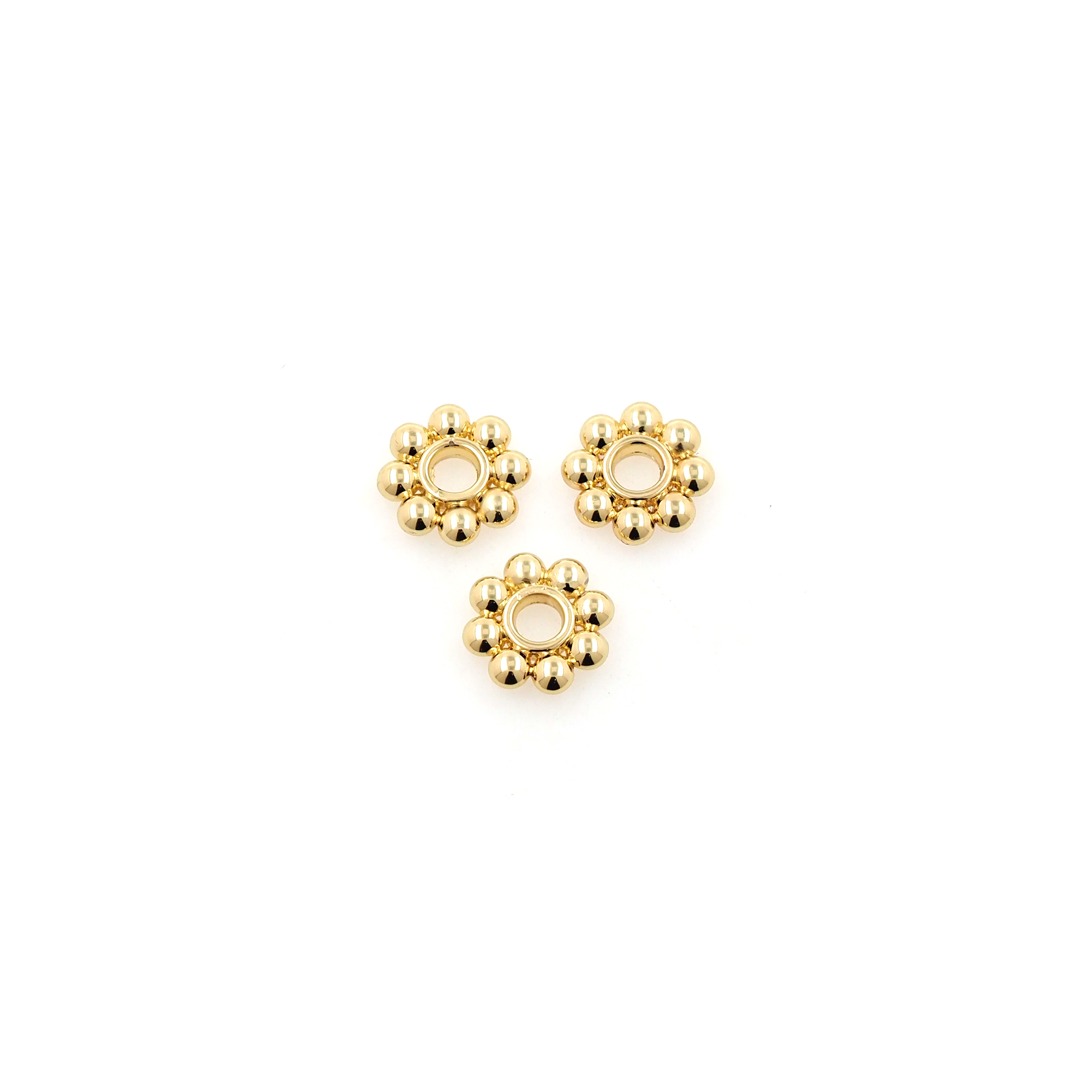 10pcs 18K Gold Filled Flower Spacer Beads,Floral Bead for Bracelet Jewelry Necklace Making Supply
