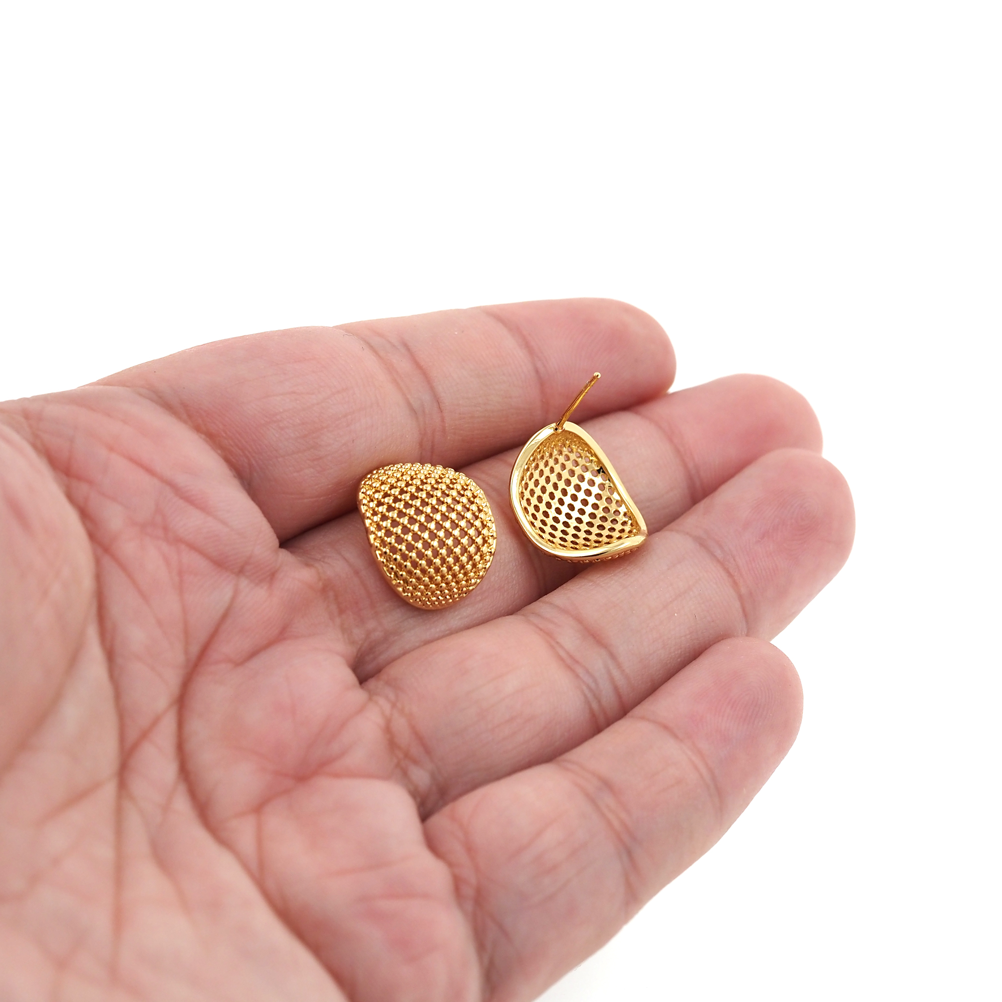 18K Gold Filled Mesh Stud Earrings,Dainty Earrings,Gold Stud Earrings,Minimalist Earrings