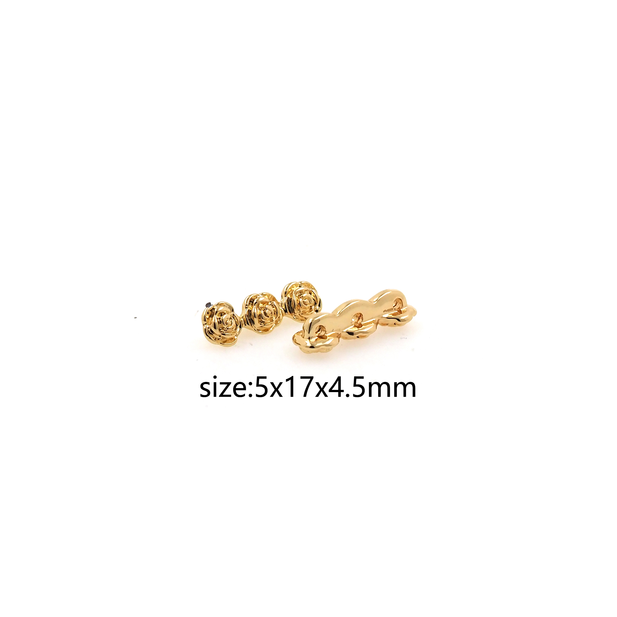 18K Gold Filled Flower Connector,Rose Charm Necklace Bracelet for DIY Jewelry Making Supply