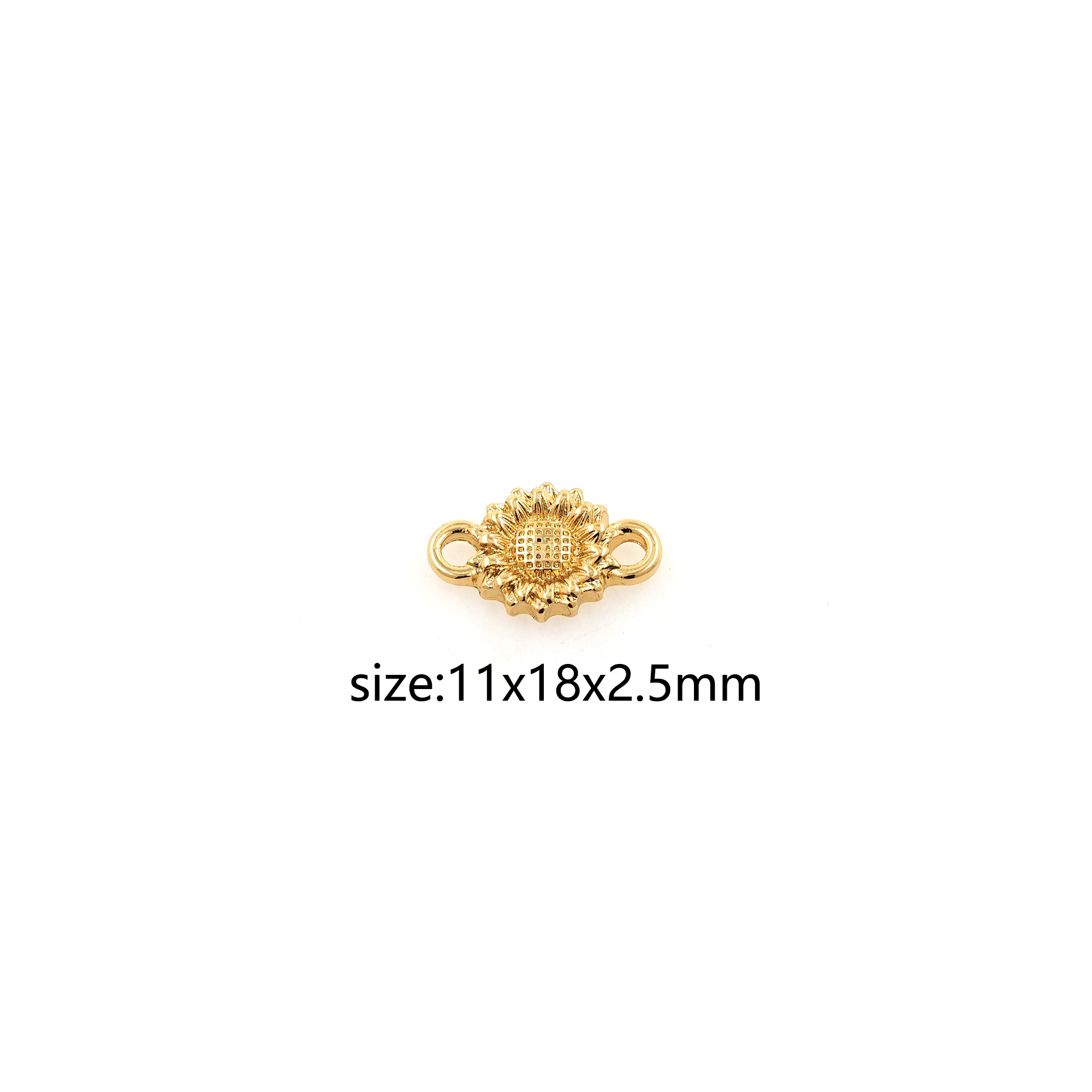 18K Gold Filled Sunflower Connector,Flower Charm Necklace Bracelet for DIY Jewelry Making Supply