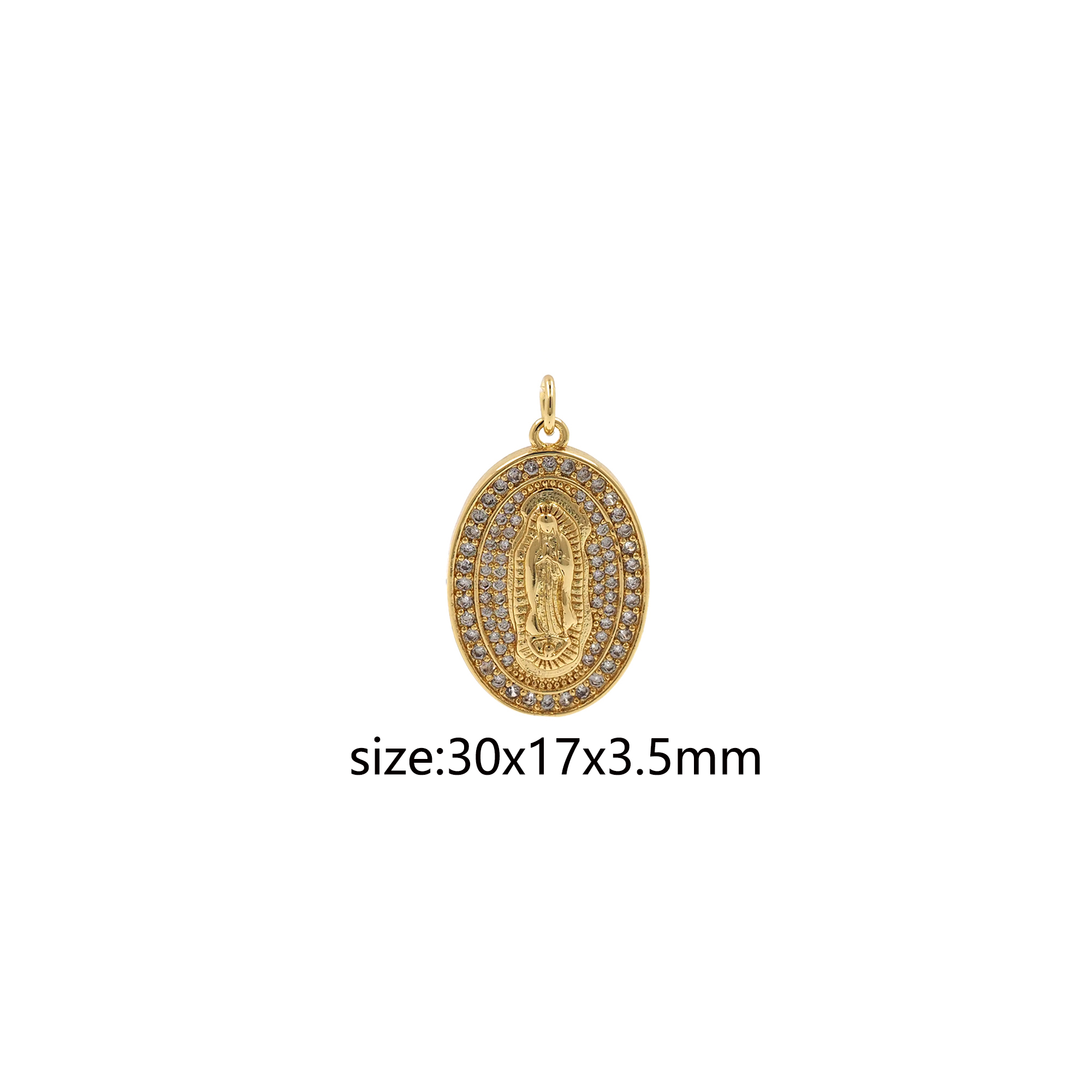18K Gold Filled Virgin Mary Pendant,CZ Micro Pave Religious Chamr Earrings Necklace for DIY Jewelry Making Supply