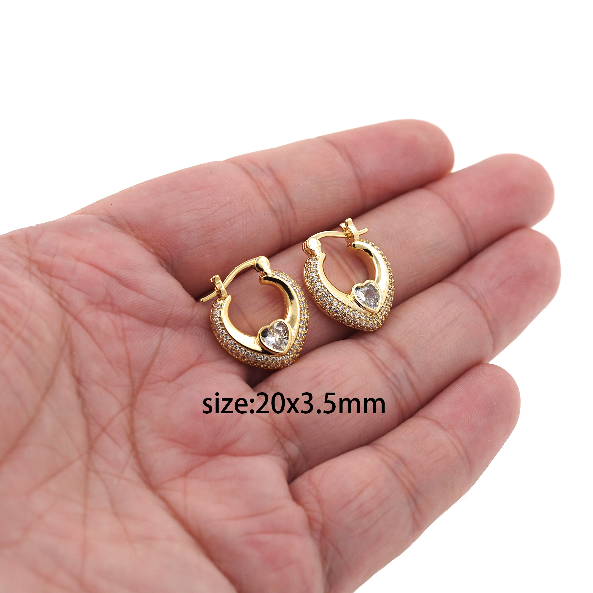 18K Gold Filled Heart Hoop Earrings,Dainty Zirconia Earrings,Gold Heart Hoops,Dainty CZ Hoops Huggie