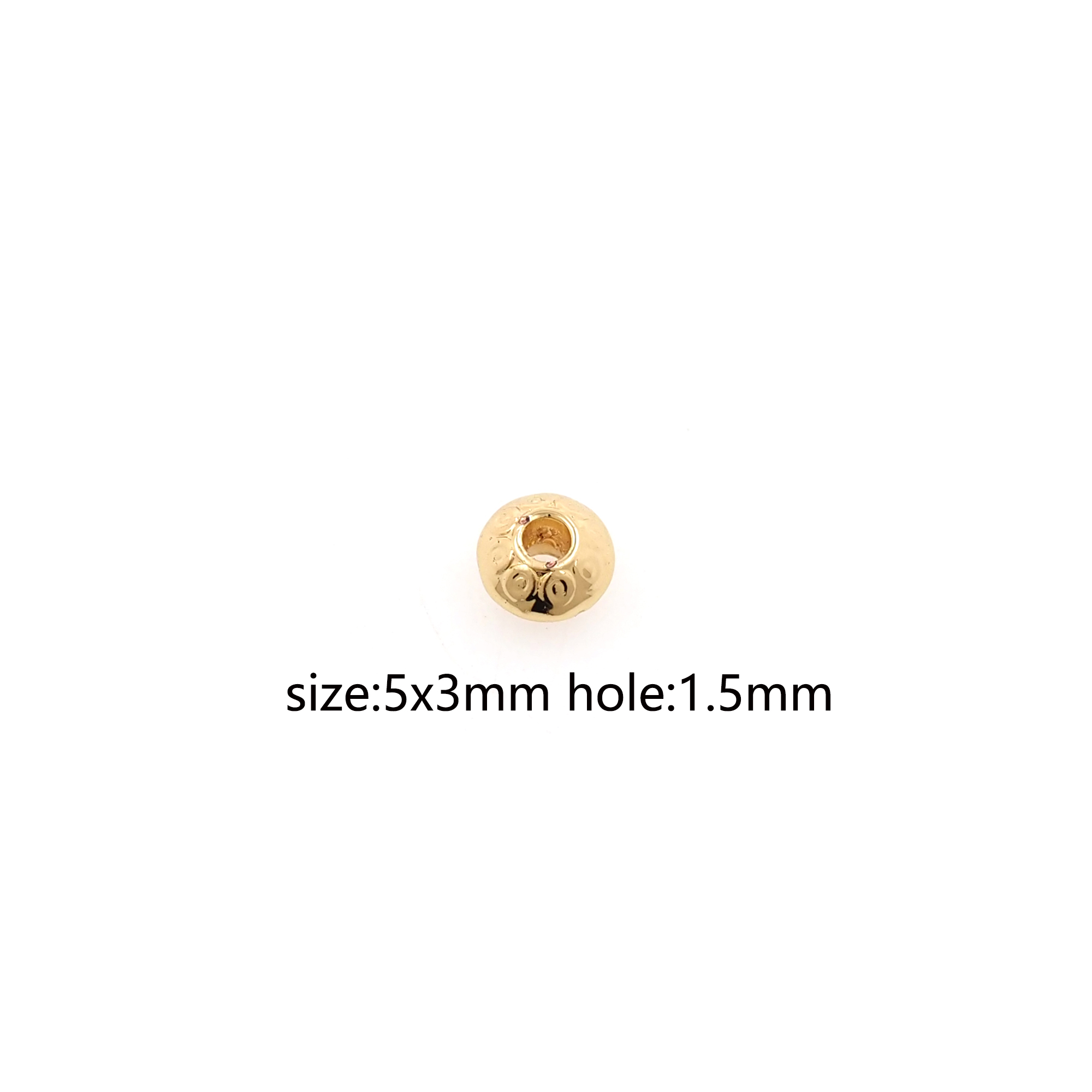 10pcs 18K Gold Filled Round Flat Beads,Oblate Bead for Bracelet Jewelry Necklace Making Supply