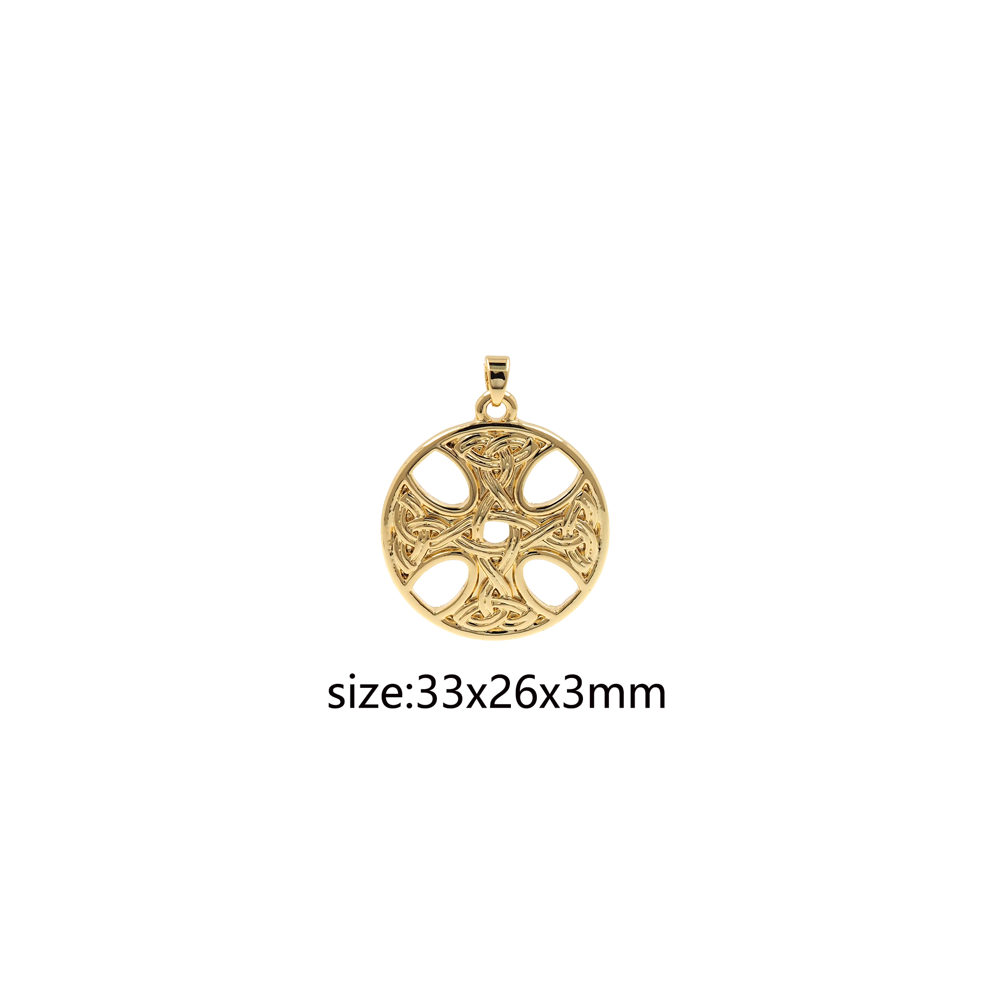 18K Gold Filled Round Pendant,Round Charm Earrings Necklace for DIY Jewelry Making Supply