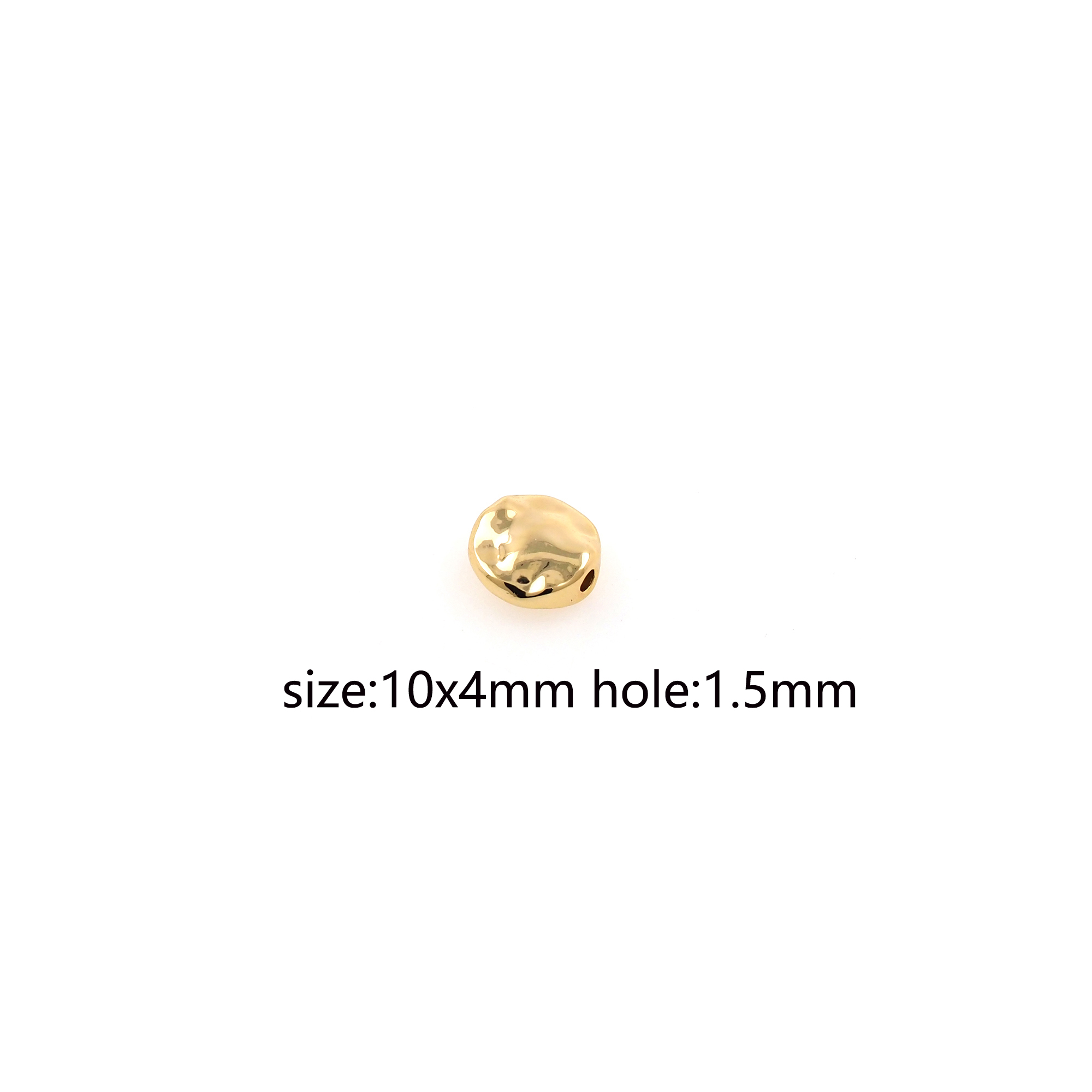 10pcs 18K Gold Filled Round Spacer Beads,Flat Round Bead for Bracelet Jewelry Necklace Making Supply