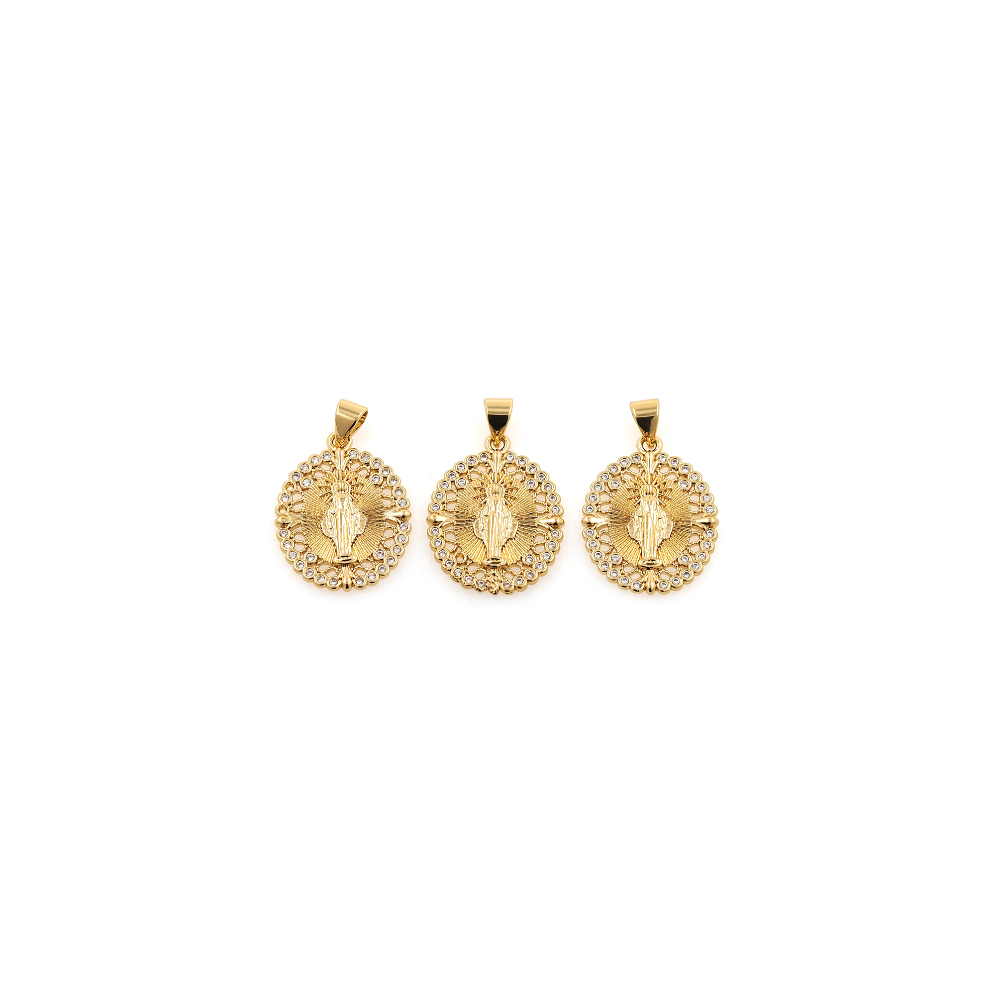 18K Gold Filled Virgin Mary Pendant,CZ Micro Pave Religious Chamr Earrings Necklace for DIY Jewelry Making Supply