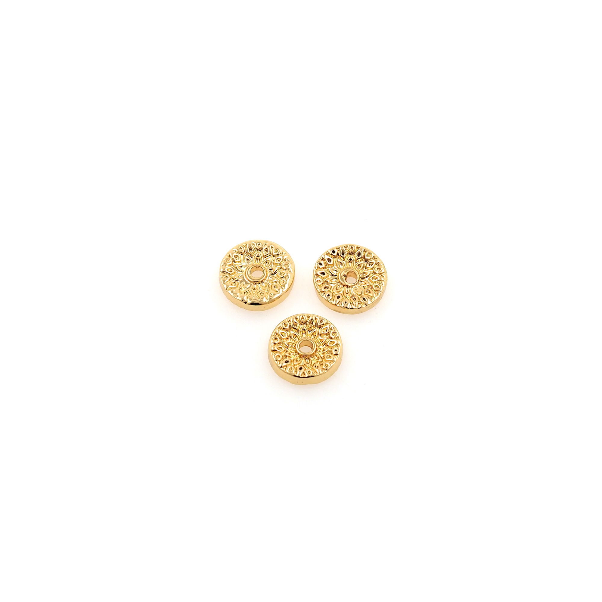 10pcs 18K Gold Filled Flower Spacer Beads,Flat Floral Bead for Bracelet Jewelry Necklace Making Supply