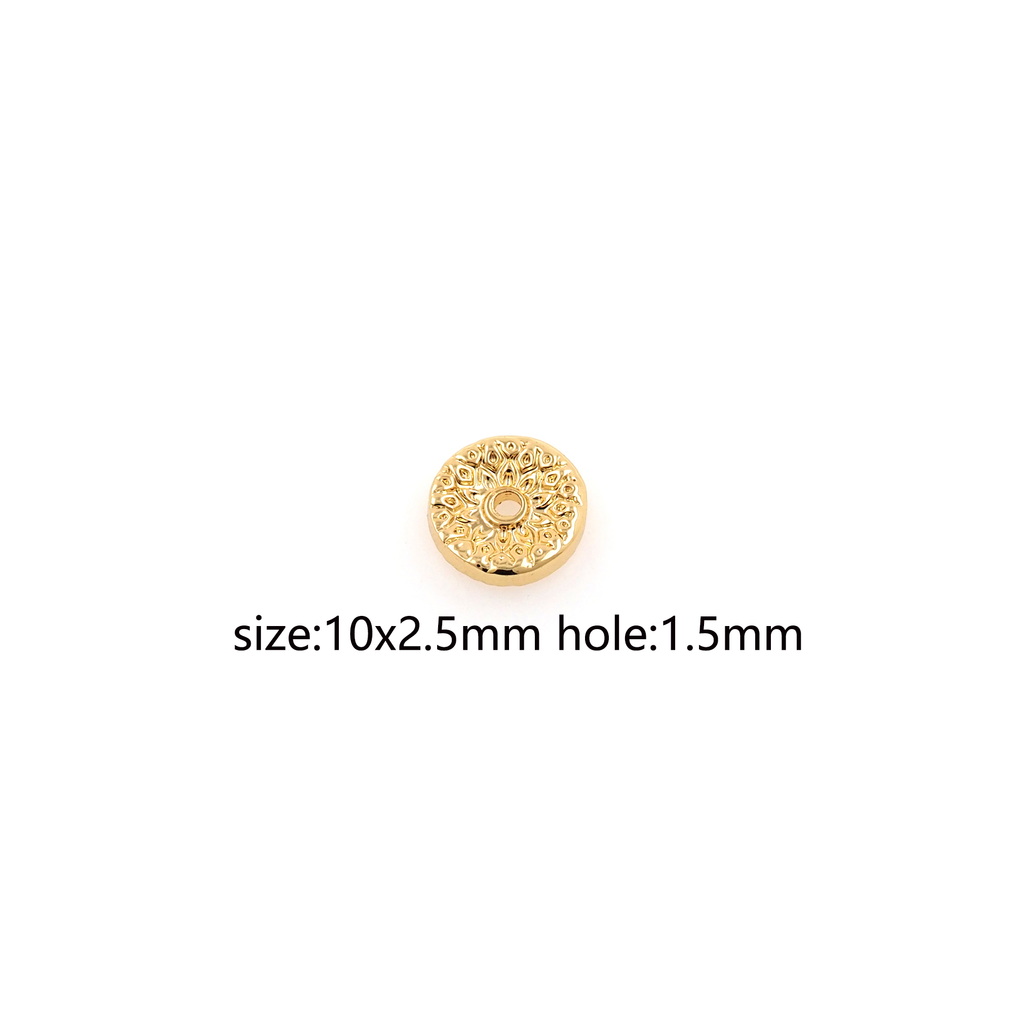 10pcs 18K Gold Filled Flower Spacer Beads,Flat Floral Bead for Bracelet Jewelry Necklace Making Supply