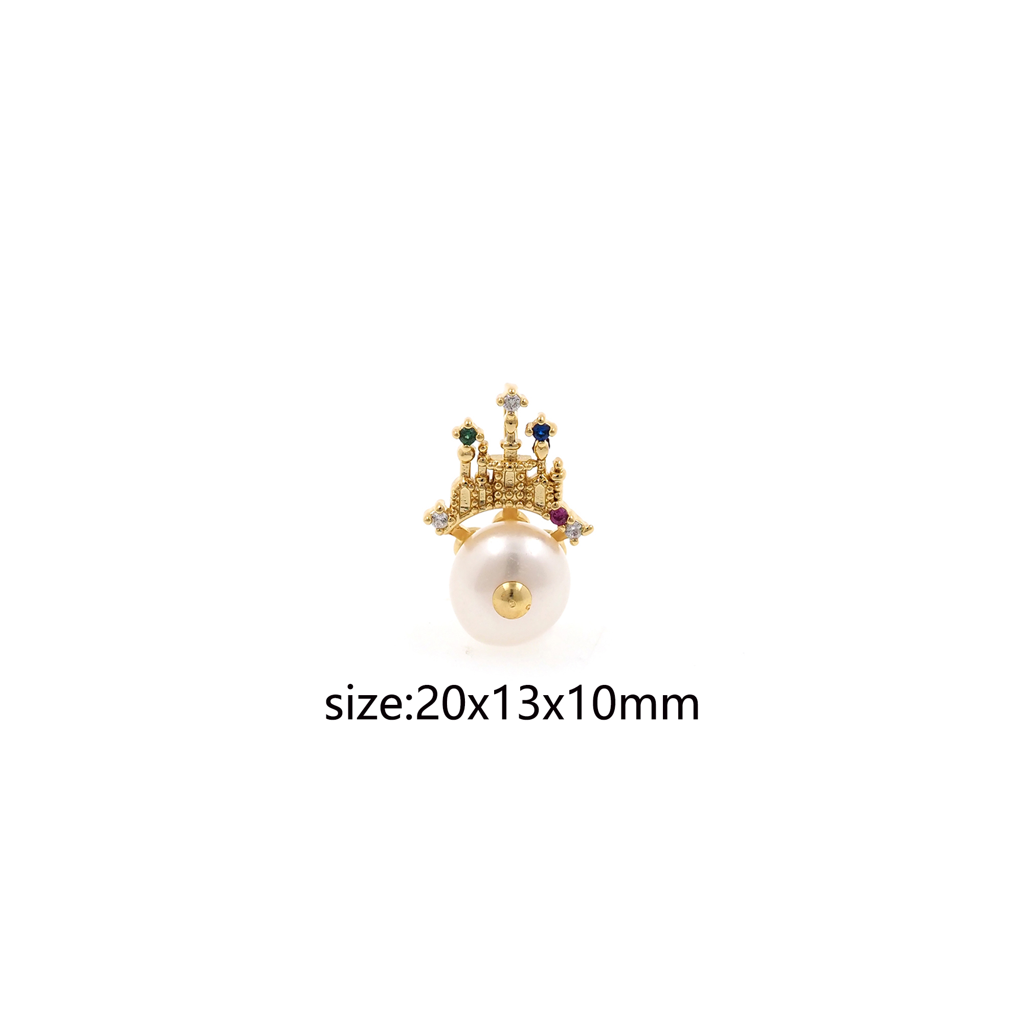 18K Gold Filled Crown Pendant,CZ Micro Pave Crown Charm Earrings Necklace for DIY Jewelry Making Supply