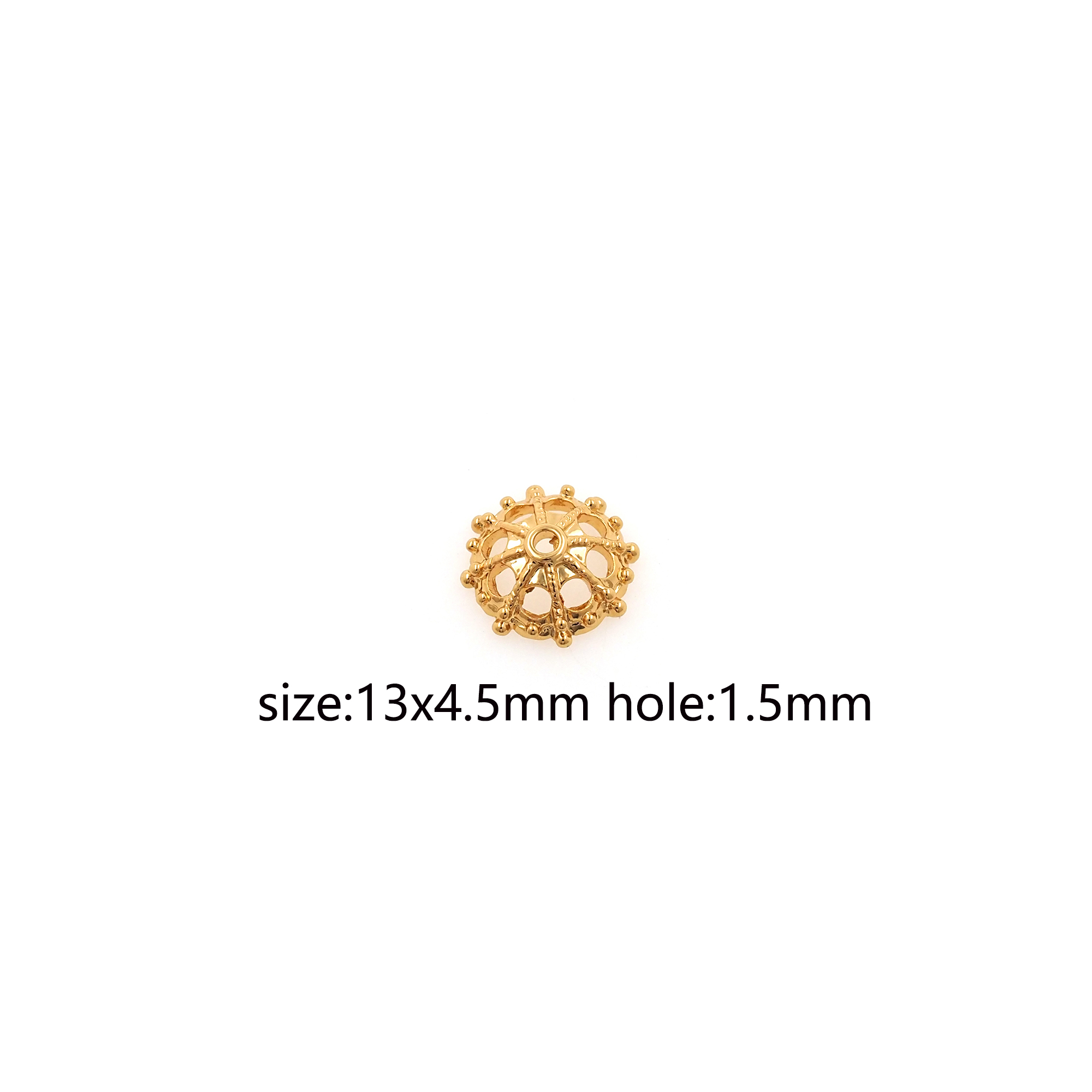 10pcs 18K Gold Filled Pearl Caps,Round Bead Caps for Bracelet Jewelry Necklace Making Supply