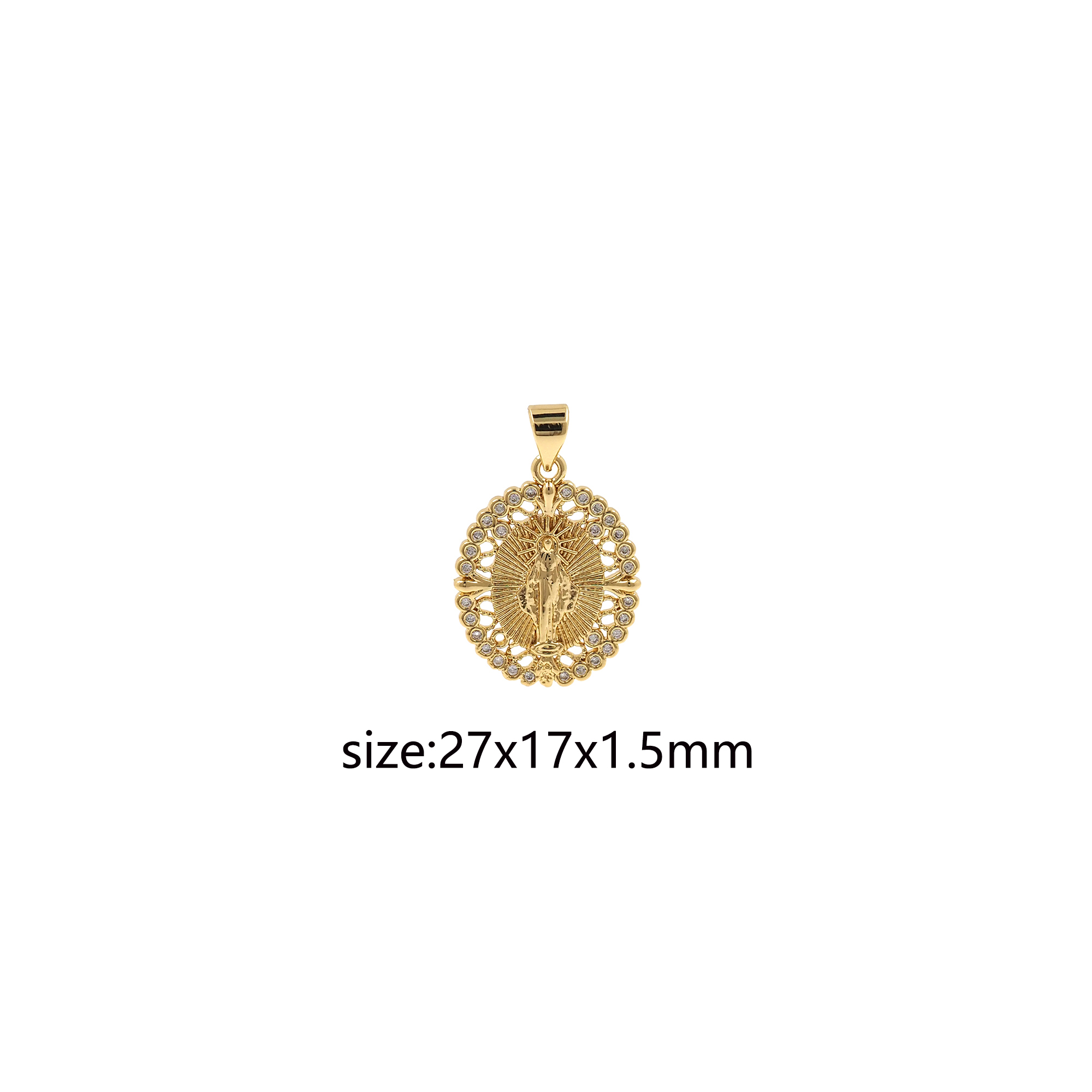 18K Gold Filled Virgin Mary Pendant,CZ Micro Pave Religious Chamr Earrings Necklace for DIY Jewelry Making Supply