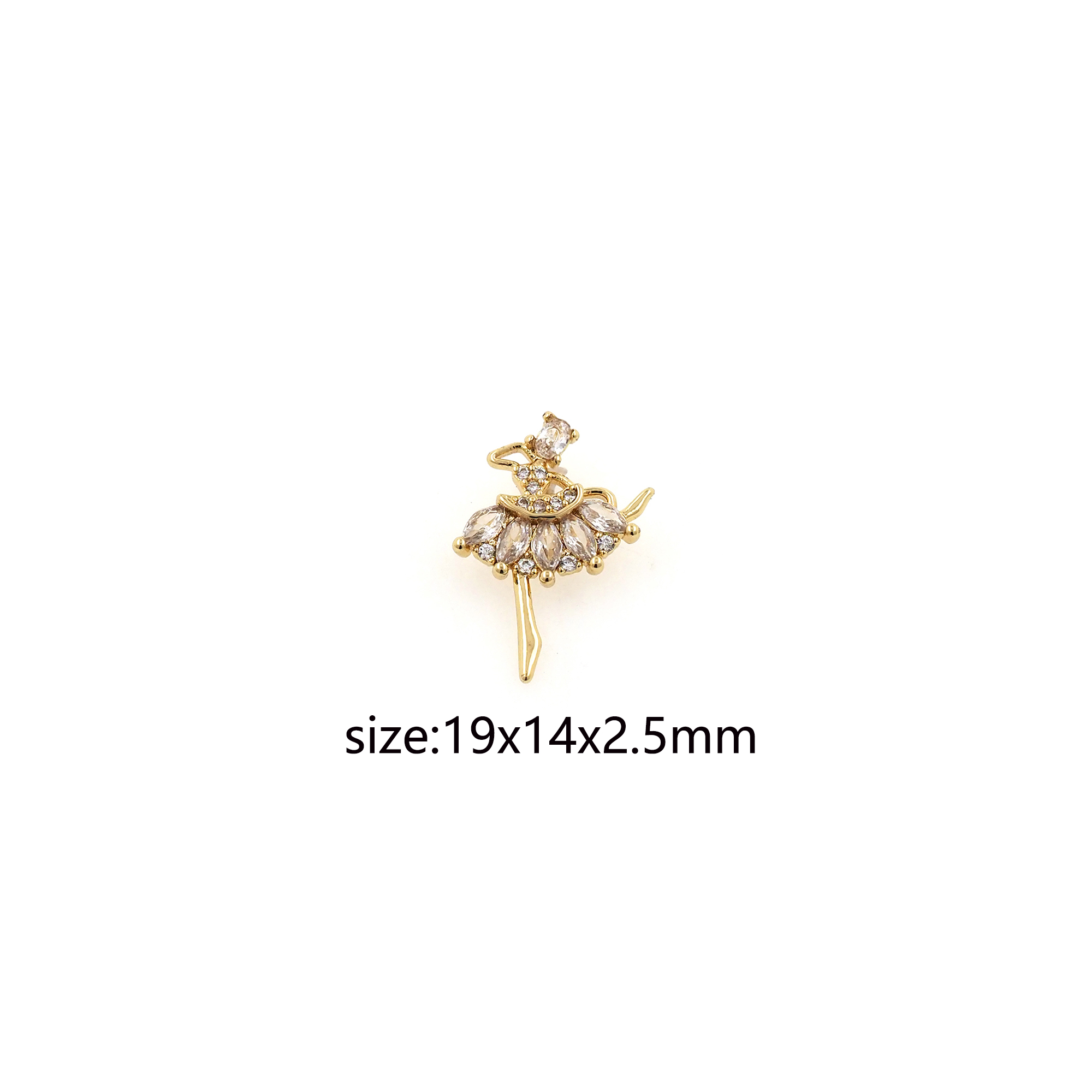 18K Gold Filled Ballet Pendant,CZ Micro Pave Dancer Chamr Earrings Necklace for DIY Jewelry Making Supply