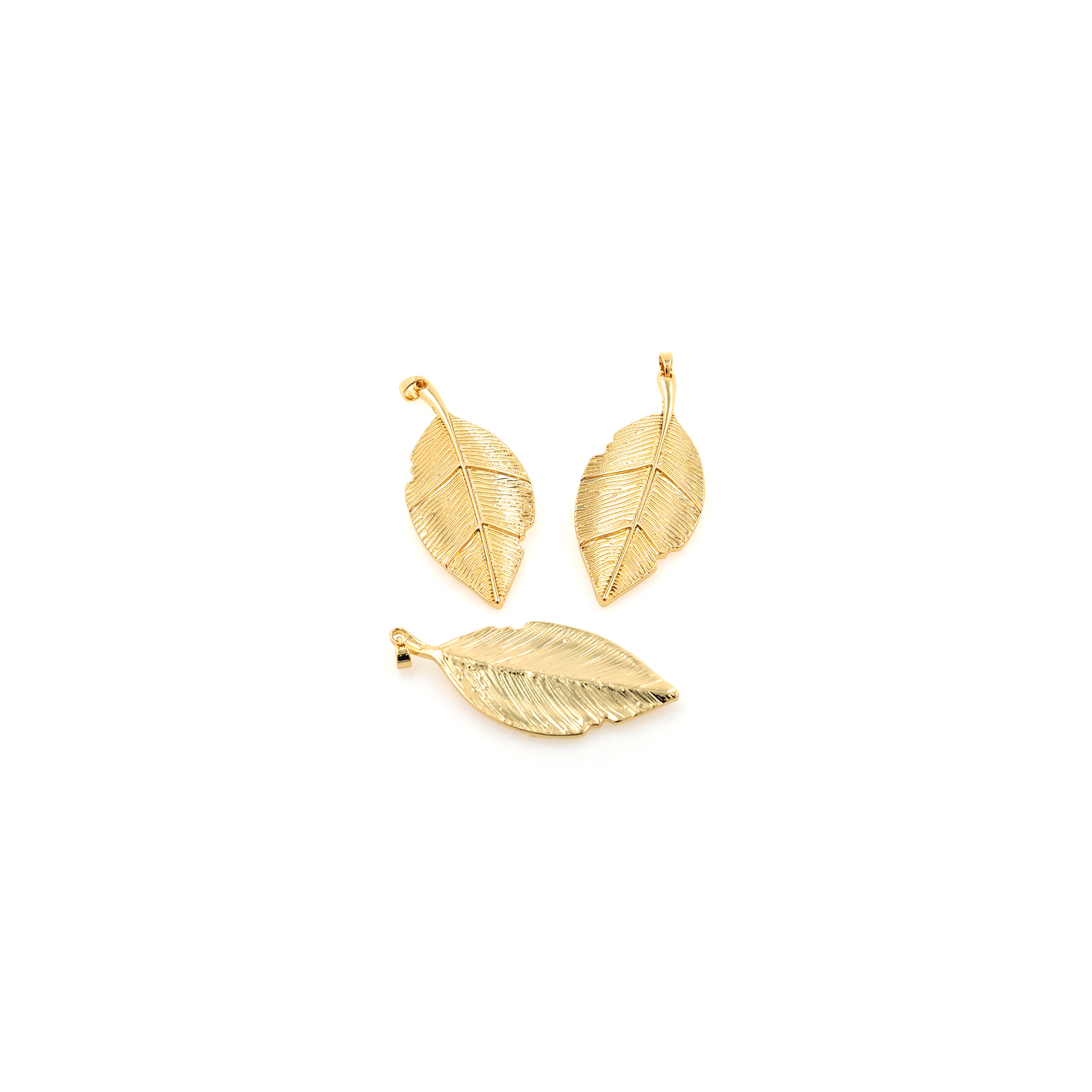 18K Gold Filled Leaf Pendant,Plant Charm,Dainty Leaf Earrings Necklace for DIY Jewelry Making Supply