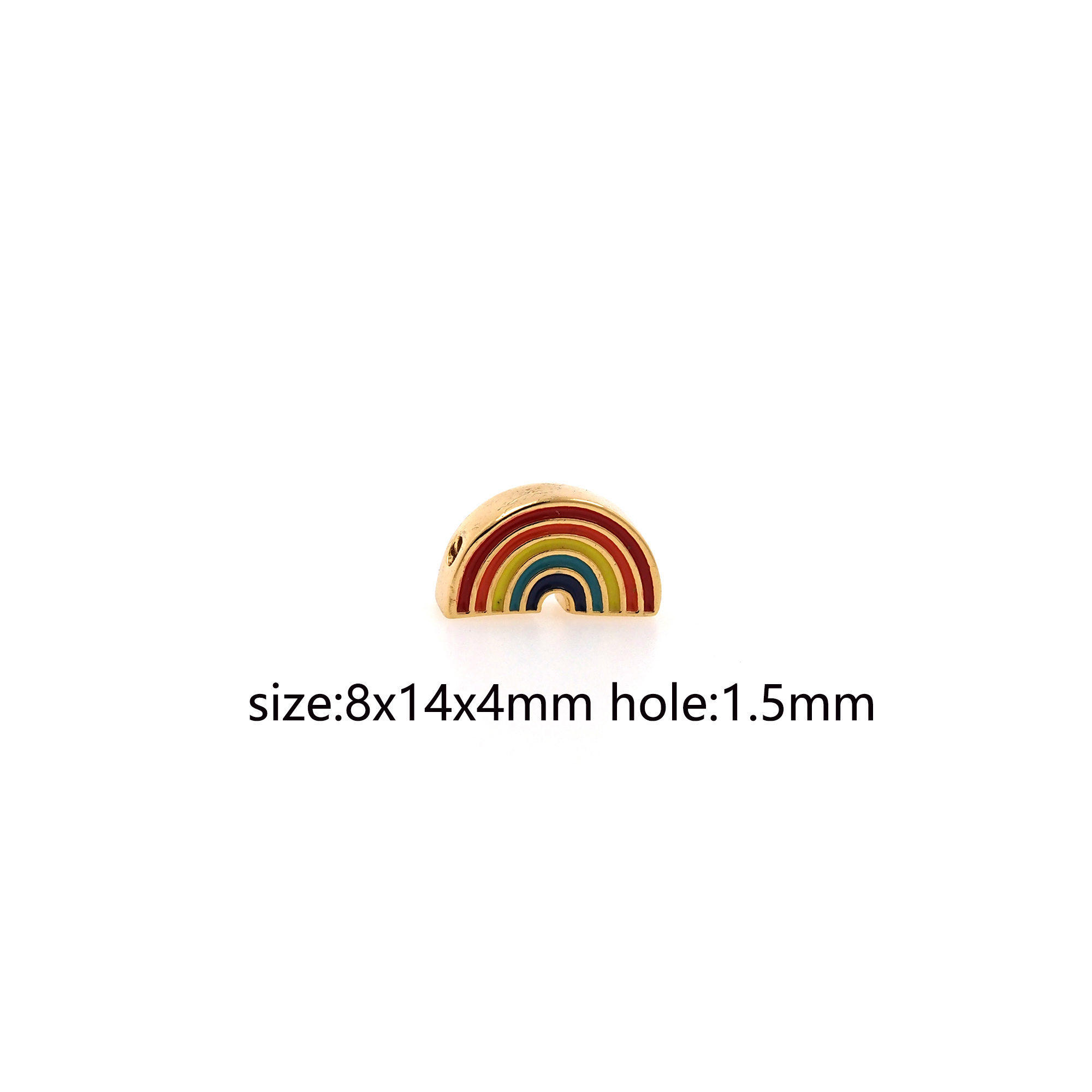 18K Gold Filled Rainbow Spacer Beads,Enamel Rainbow Bead for Bracelet Jewelry Necklace Making Supply