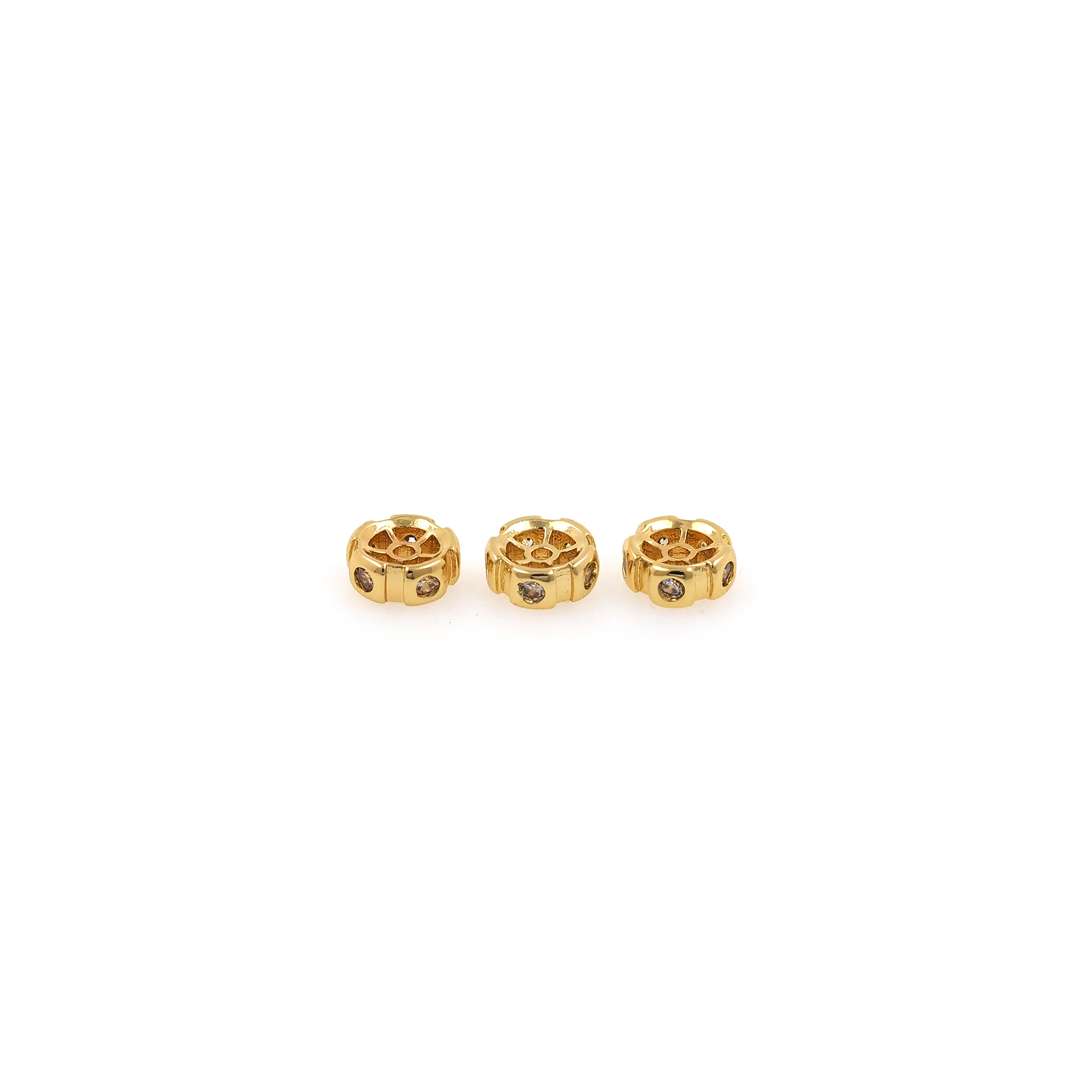 18K Gold Filled Wheel Spacer Beads,CZ Micro Pave Wheel Bead for Bracelet Jewelry Necklace Making Supply