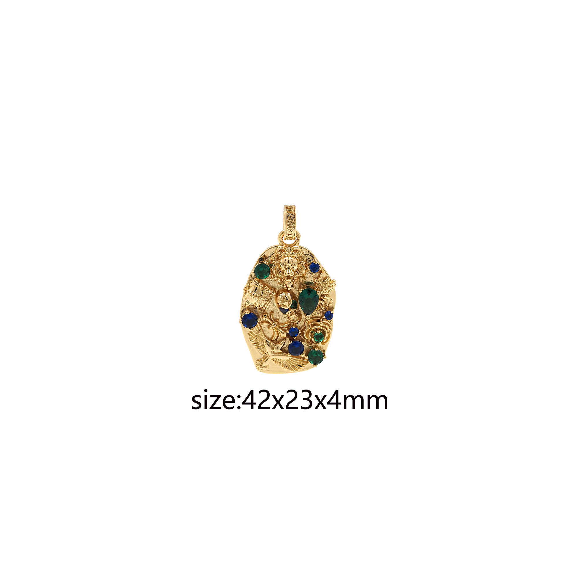 18K Gold Filled Lion Pendant,CZ Micro Pave Lion Charm Earrings Necklace for DIY Jewelry Making Supply