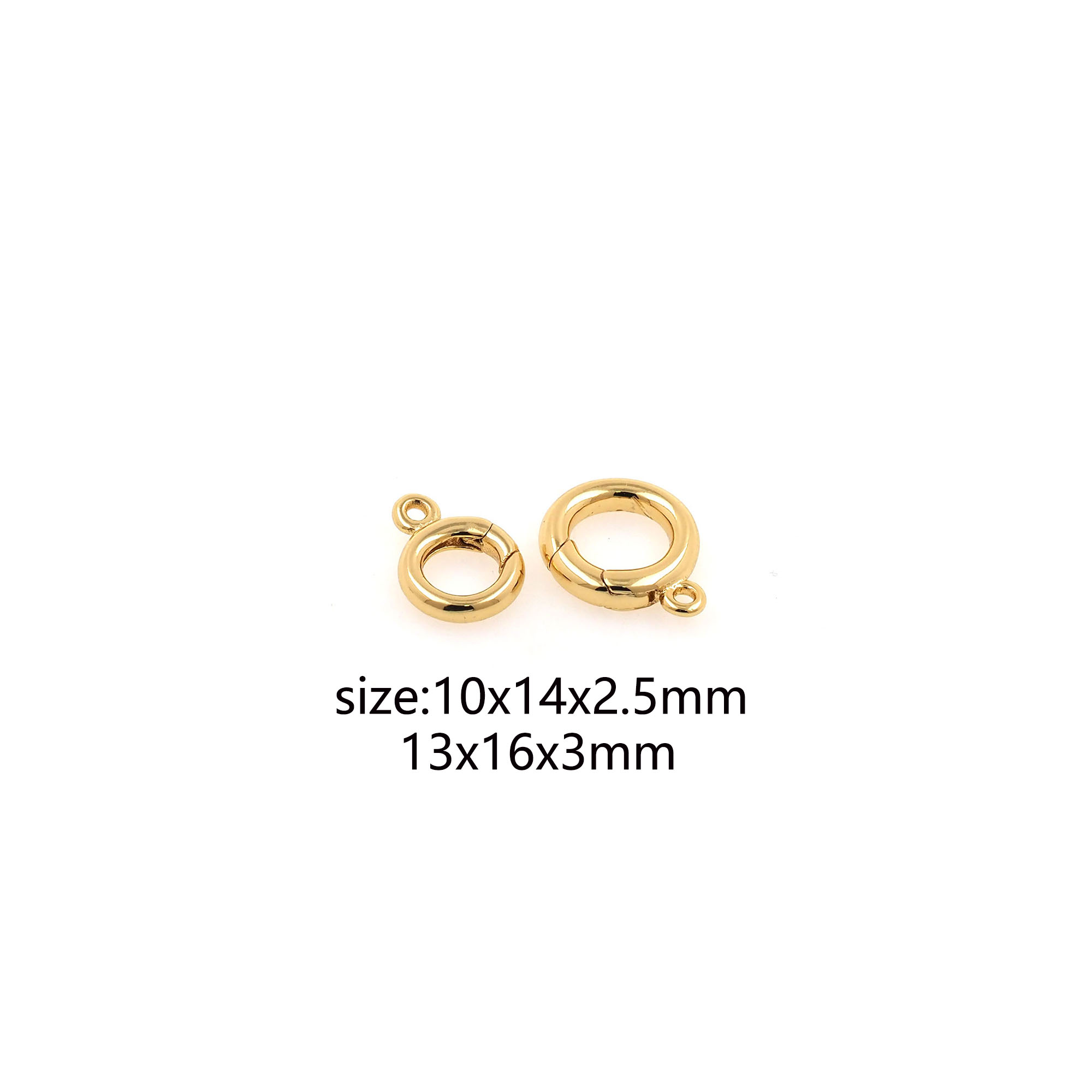 18K Gold Filled Round Spring Clasp,Push Gate Buckle Bracelet Necklace for DIY Jewelry Finding Necklace Bracelet