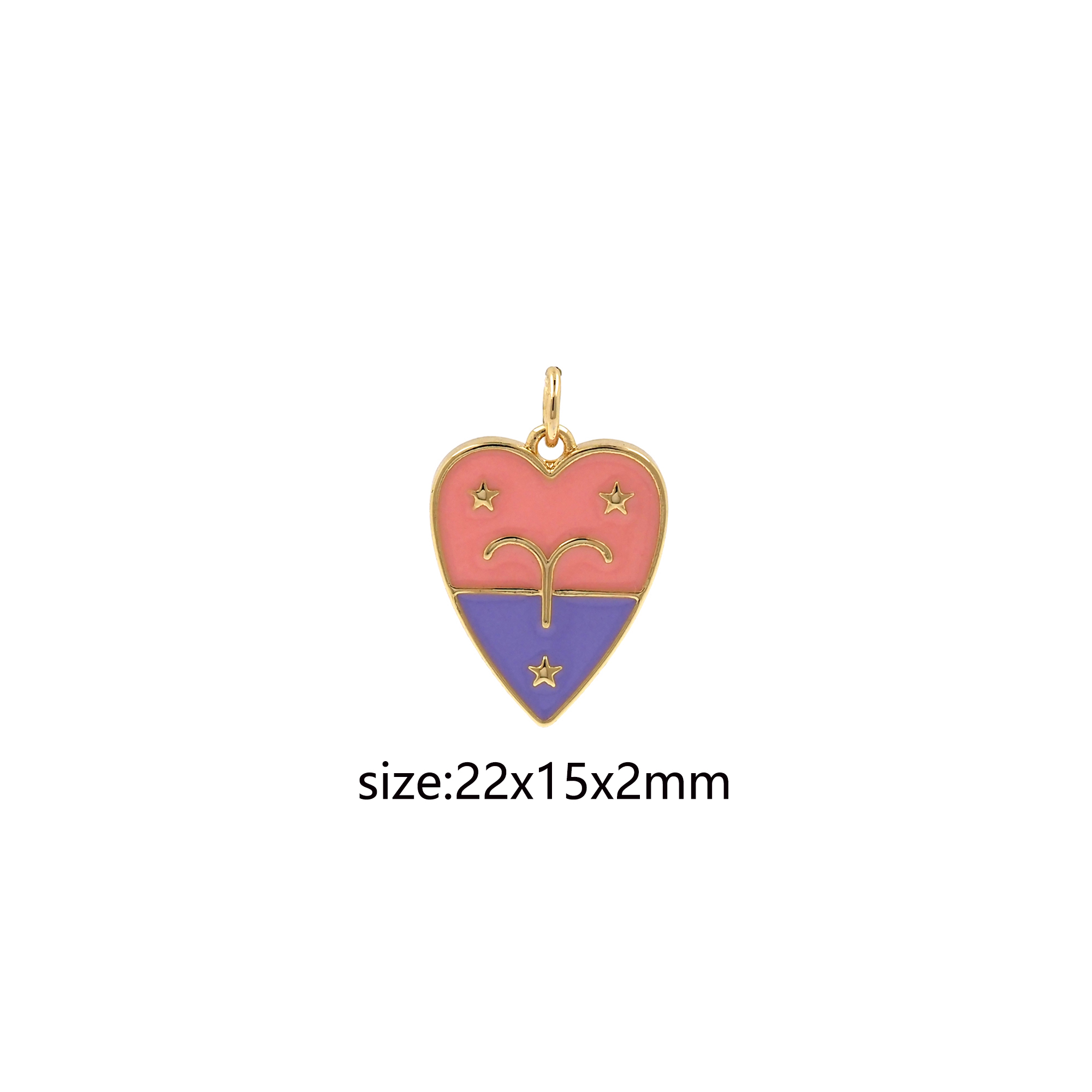 18K Gold Filled Zodiac Pendant,Constellation Charm,Enamel Heart Zodiac Earrings Necklace for DIY Jewelry Making Supply