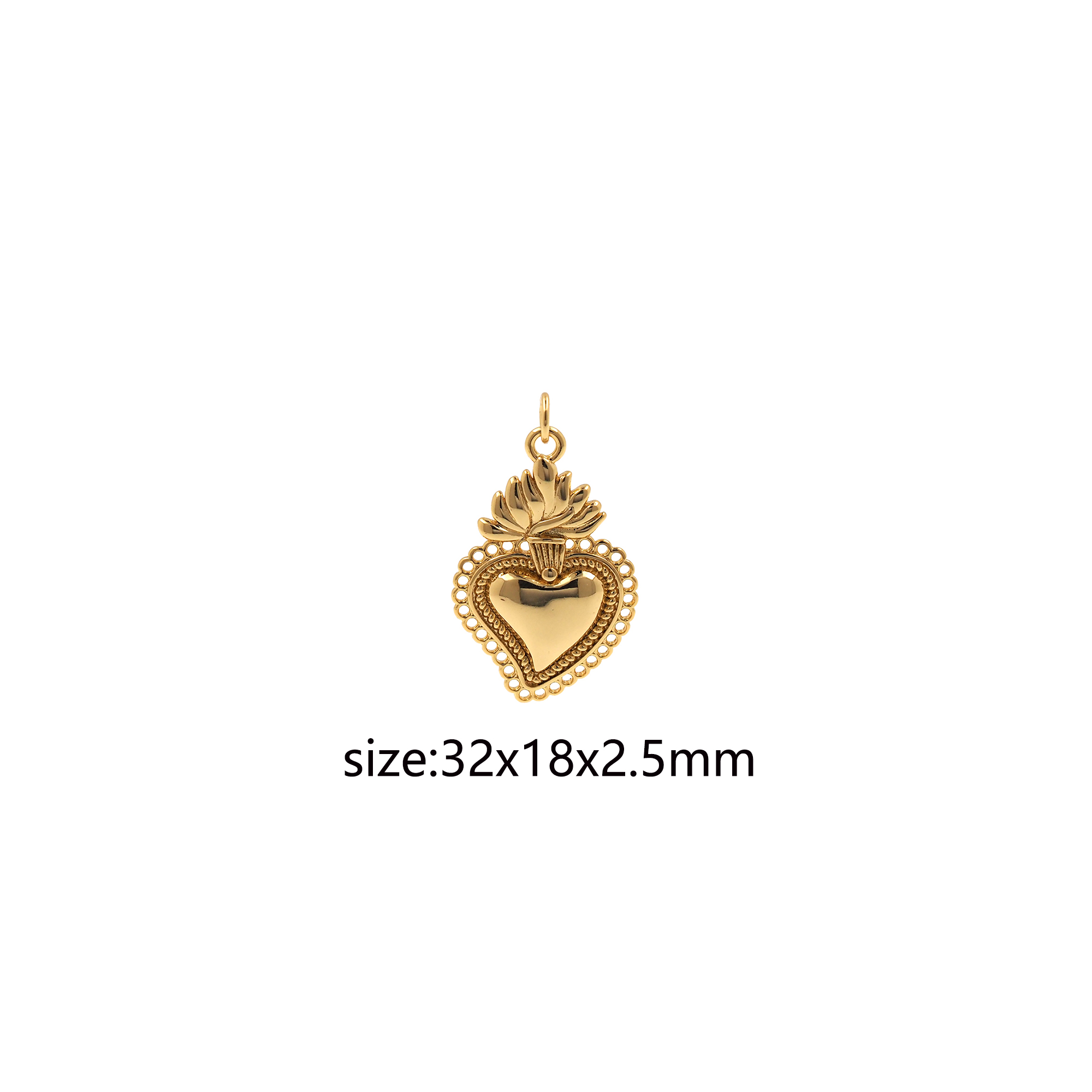 18K Gold Filled Sacred Heart Pendant,Religious Charm Earrings Necklace for DIY Jewelry Making Supply