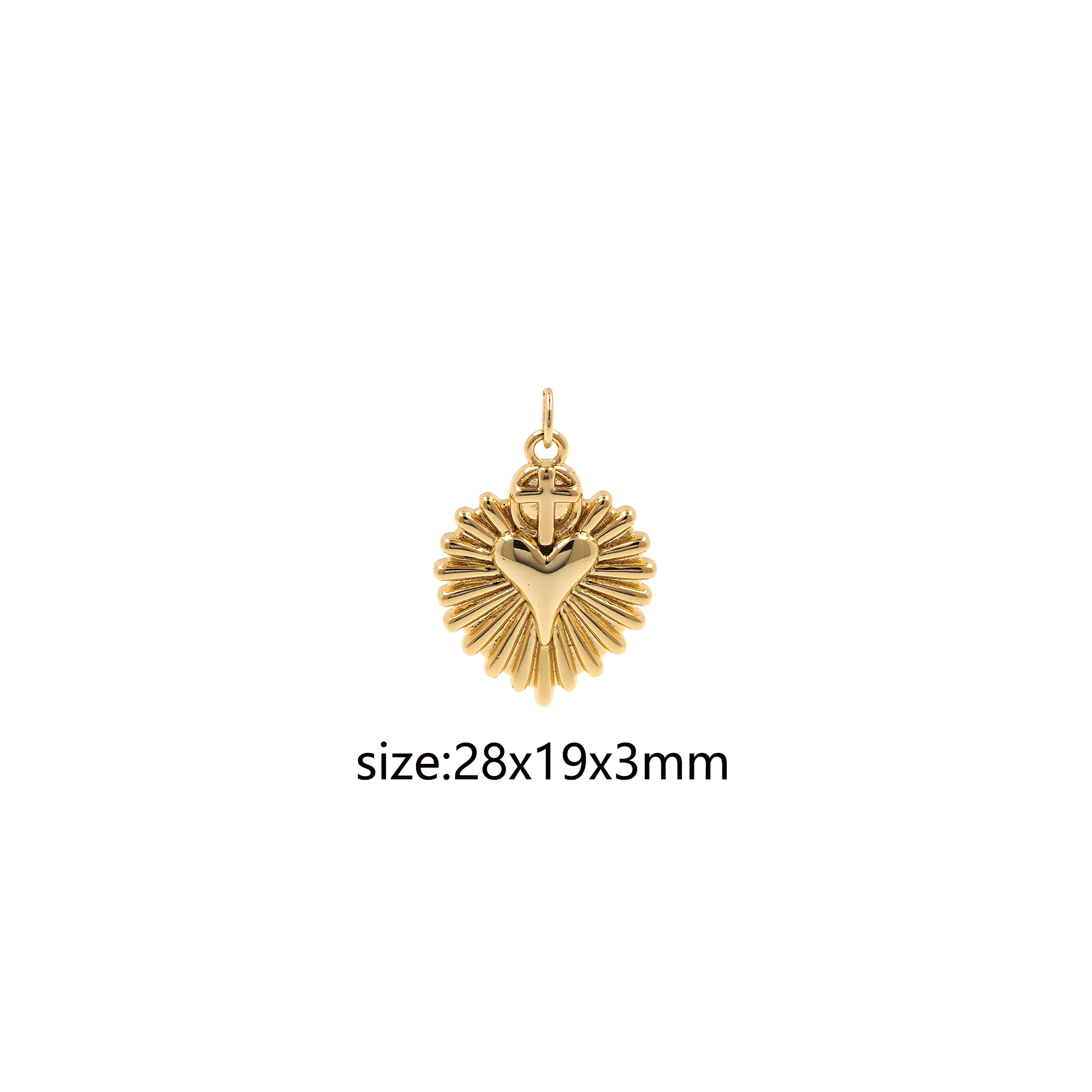 18K Gold Filled Sacred Heart Pendant,Religious Charm Earrings Necklace for DIY Jewelry Making Supply