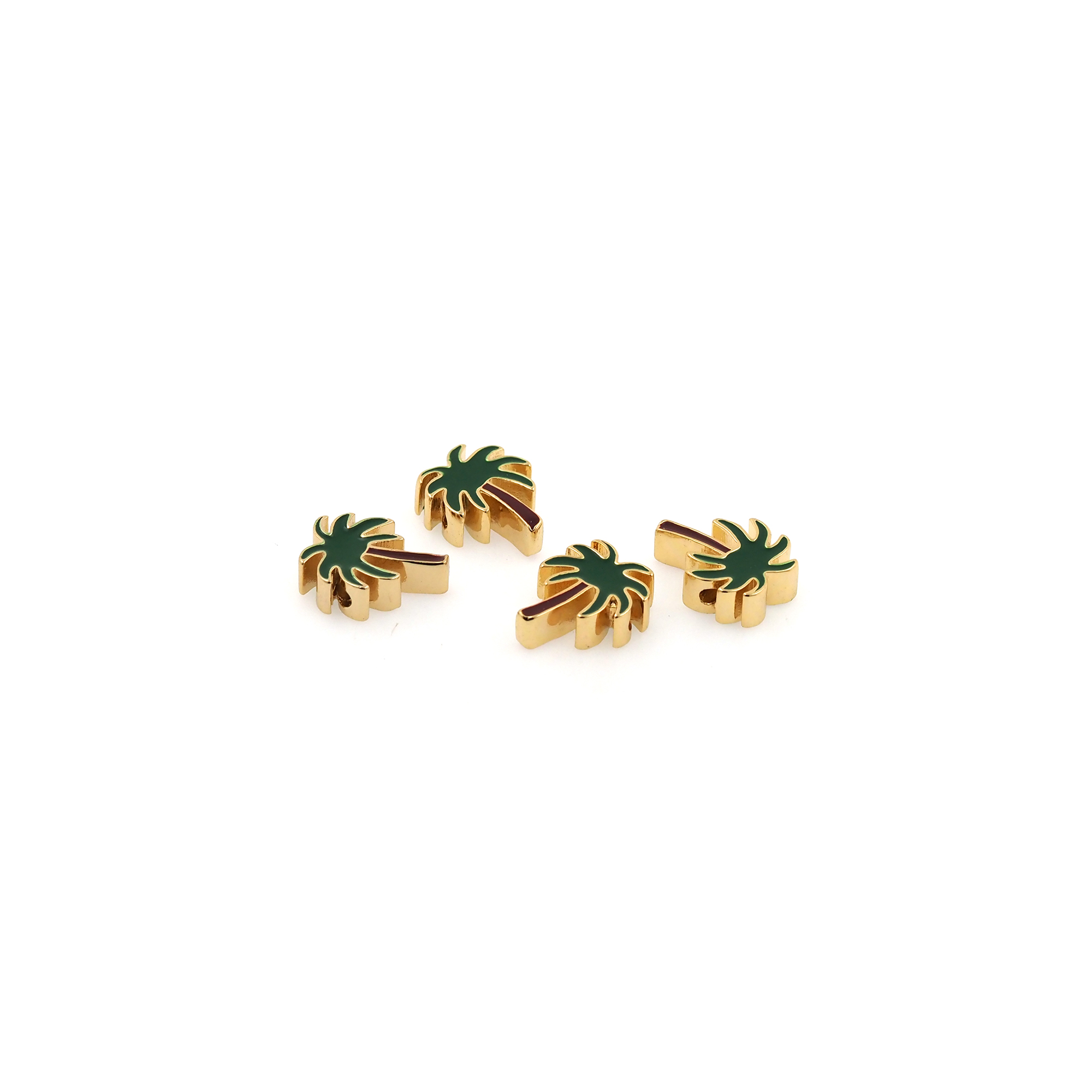 18K Gold Filled Palm Tree Spacer Beads,Tree Bead,Coconut Tree Bead for Bracelet Jewelry Necklace Making Supply