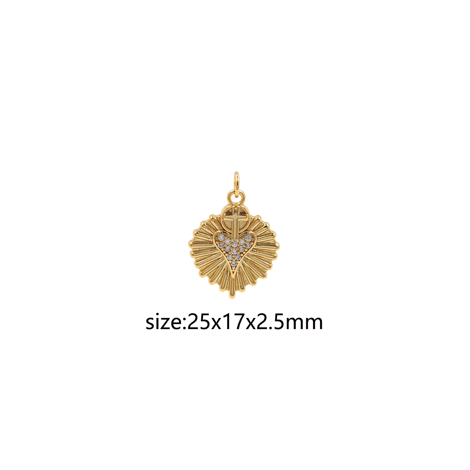 18K Gold Filled Sacred Heart Pendant,CZ Micro Pave Heart Charm Earrings Necklace for DIY Jewelry Making Supply