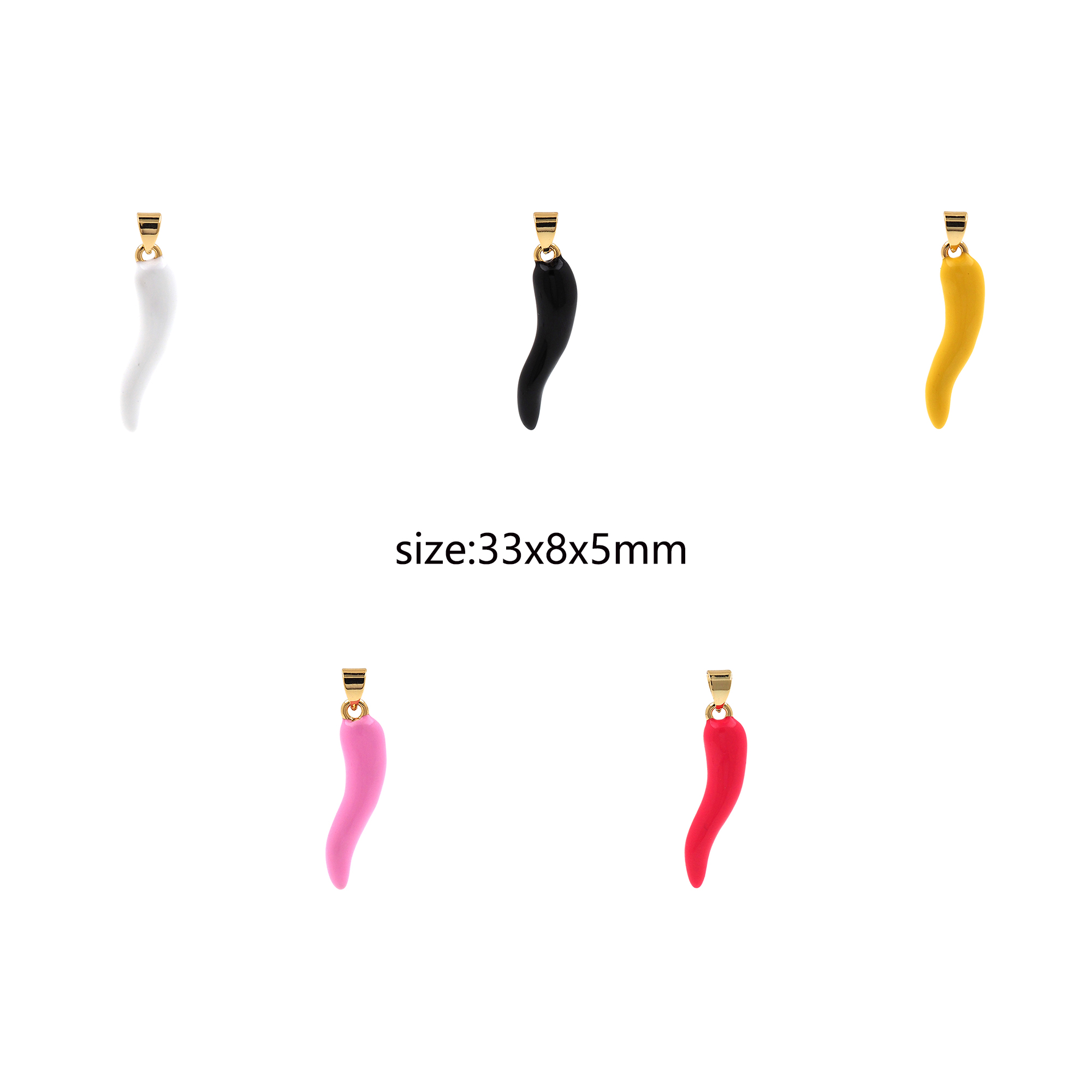 18K Gold Filled Horn Pendant,Enamel Horn Charm Earrings Necklace for DIY Jewelry Making Supply