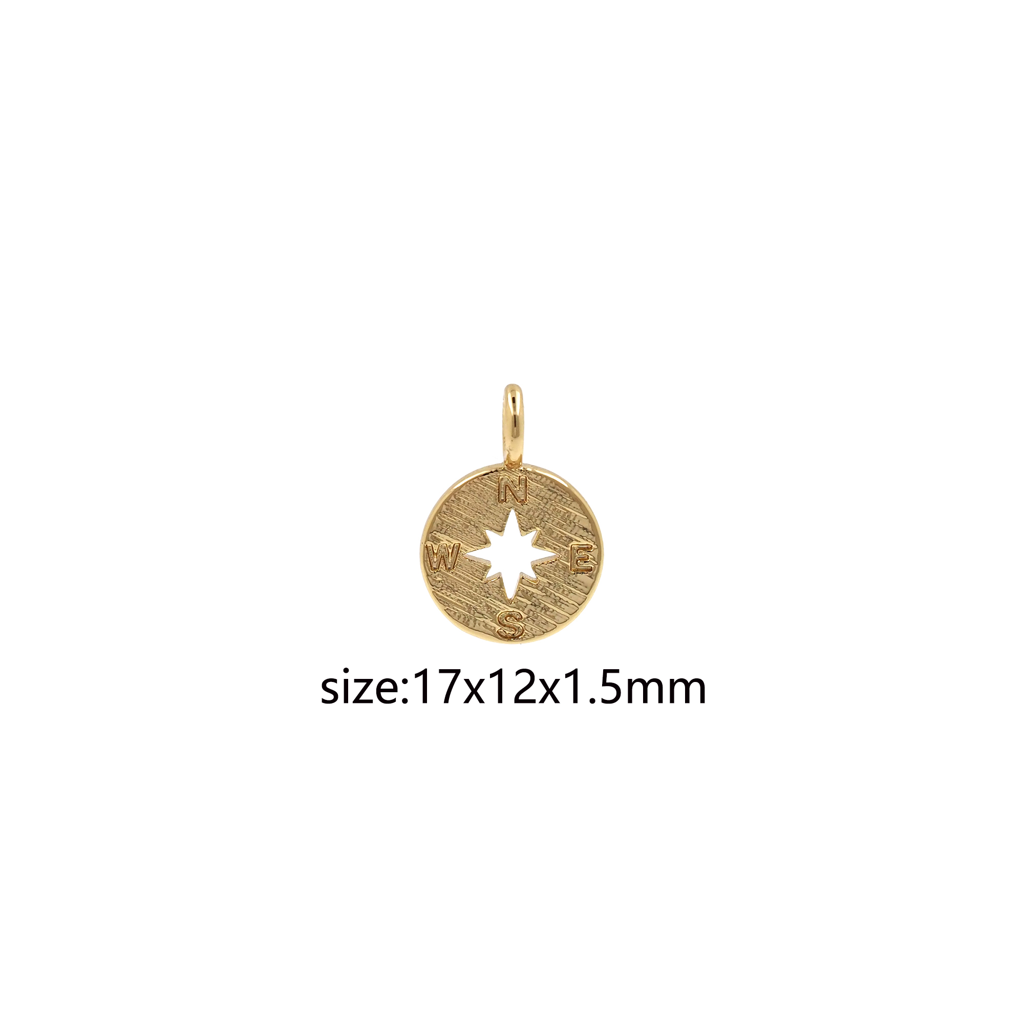 18K Gold Filled Compass Pendant,Dainty North Star Charm Earrings Necklace for DIY Jewelry Making Supply