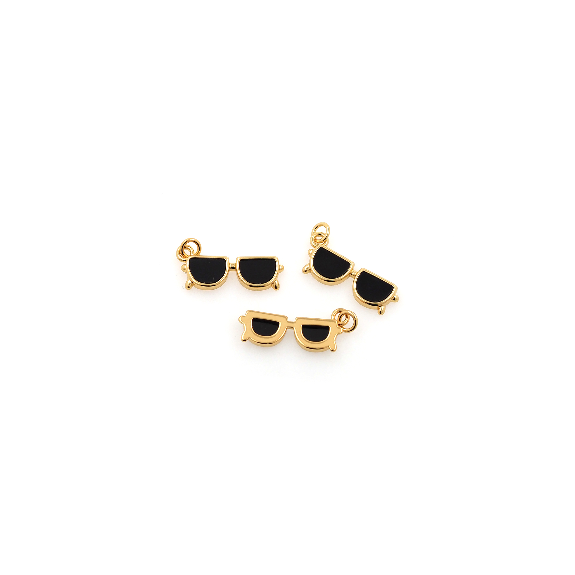 18K Gold Filled Sunglasses Pendant,Enamel Sunglasses Charm Earrings Necklace for DIY Jewelry Making Supply