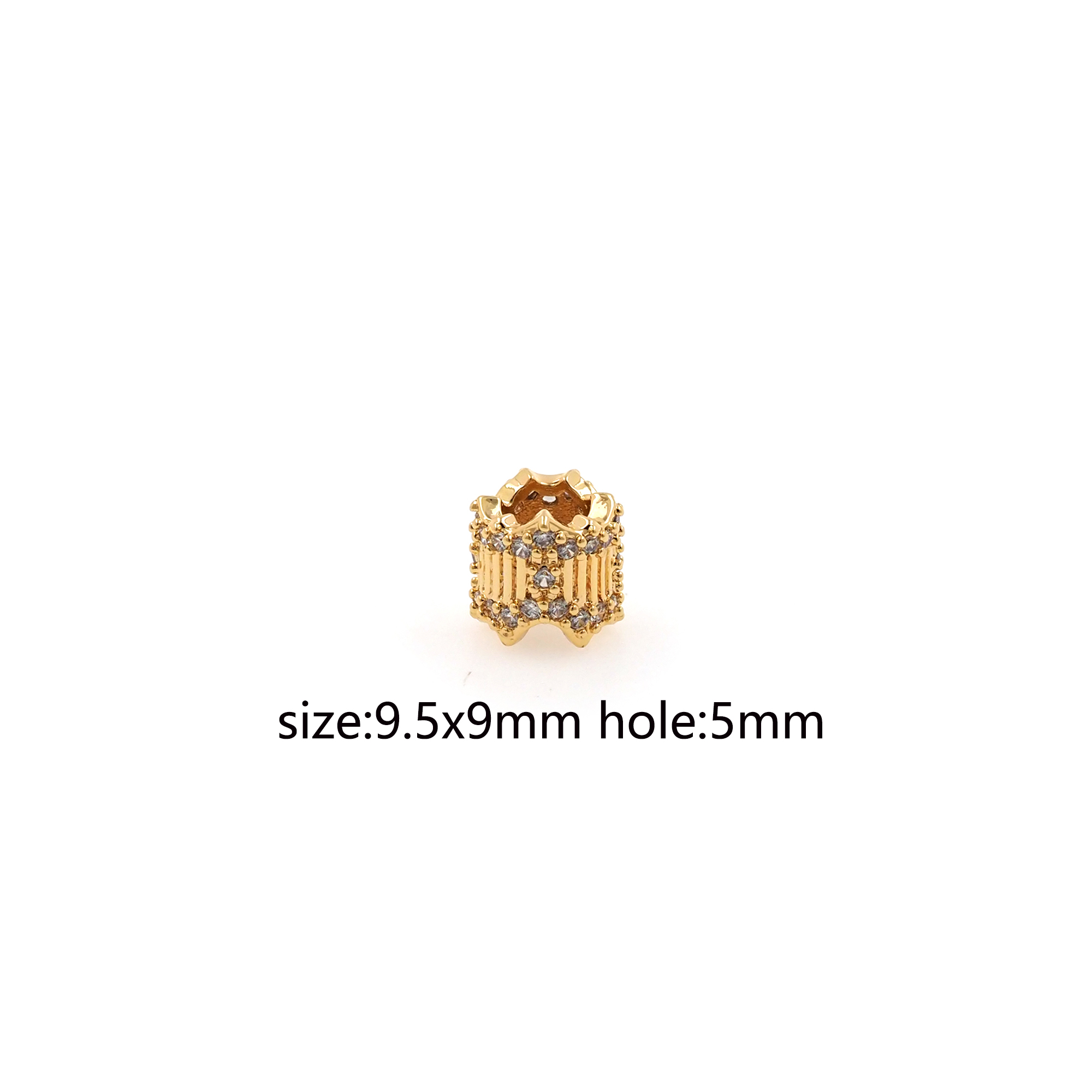 18K Gold Filled Barre Spacer Beads,CZ Micro Pave Cylinder Beads for Bracelet Jewelry Necklace Making Supply