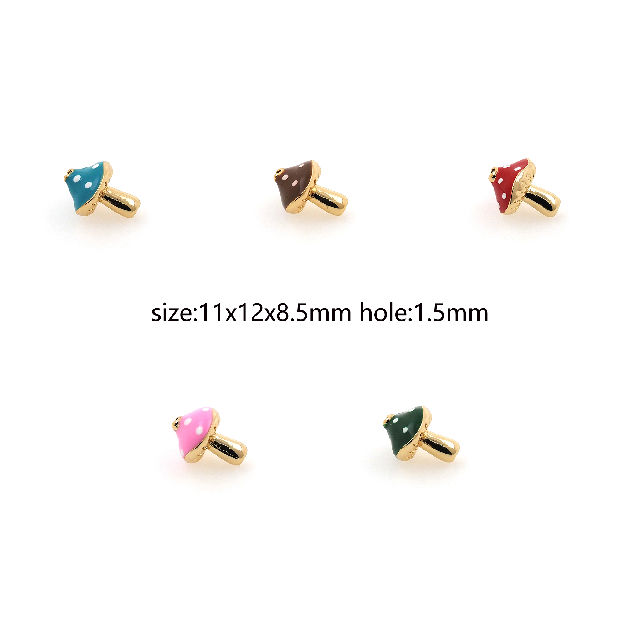 18K Gold Filled Mushroom Spacer Beads,Enamel Mushroom Bead for Bracelet Jewelry Necklace Making Supply