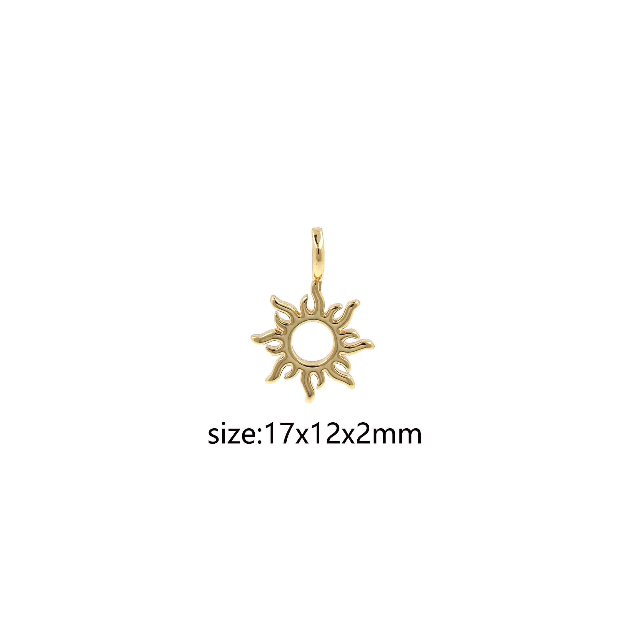 18K Gold Filled Sun Pendant,Celestial Charm,Tiny Sun Earrings Necklace for DIY Jewelry Making Supply