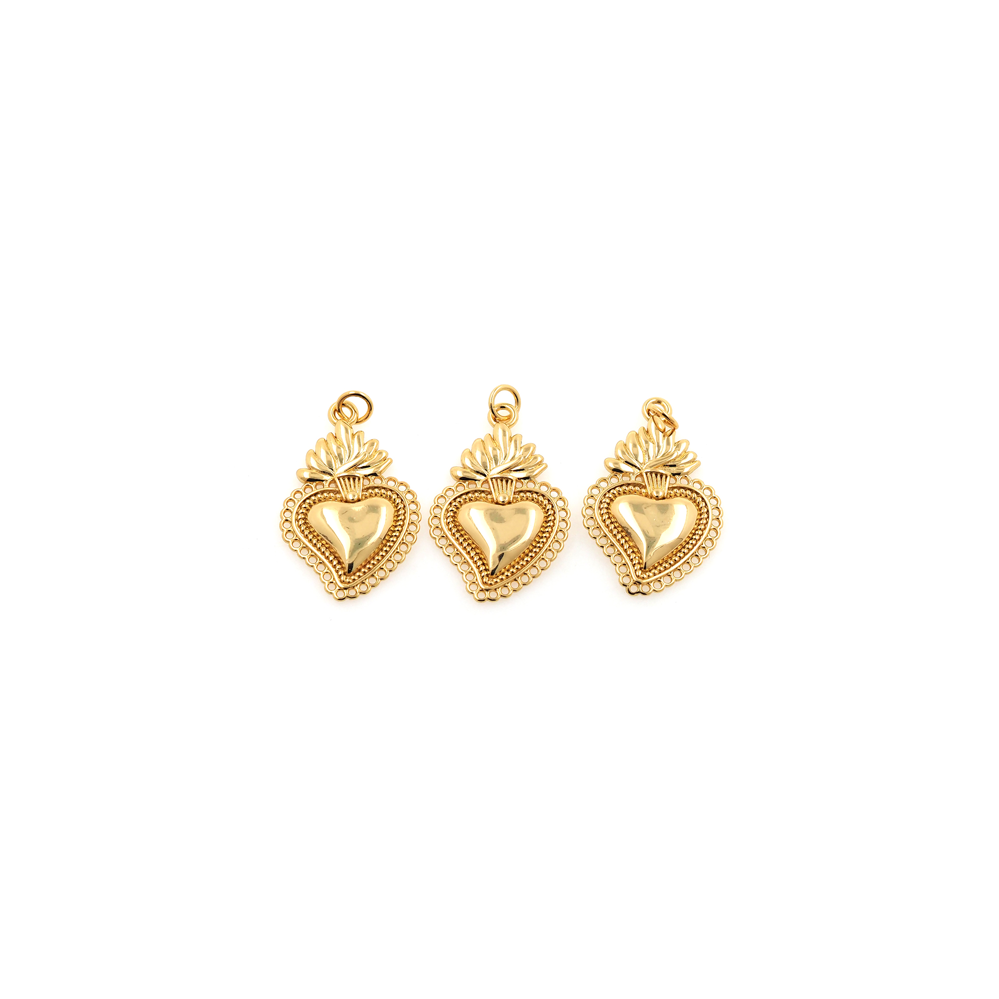 18K Gold Filled Sacred Heart Pendant,Religious Charm Earrings Necklace for DIY Jewelry Making Supply