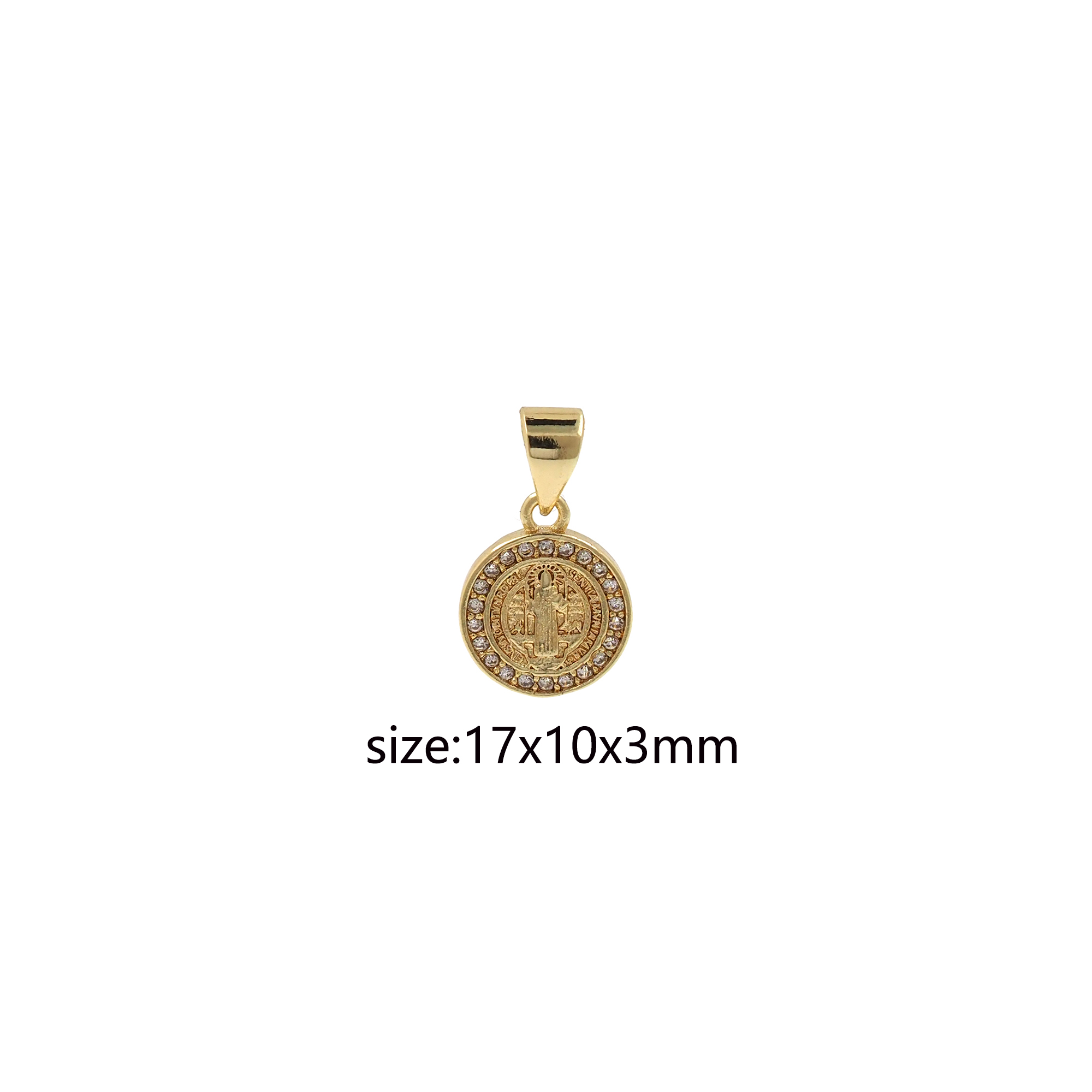 18K Gold Filled Benedict Pendant,Religious Charm Earrings Necklace for DIY Jewelry Making Supply