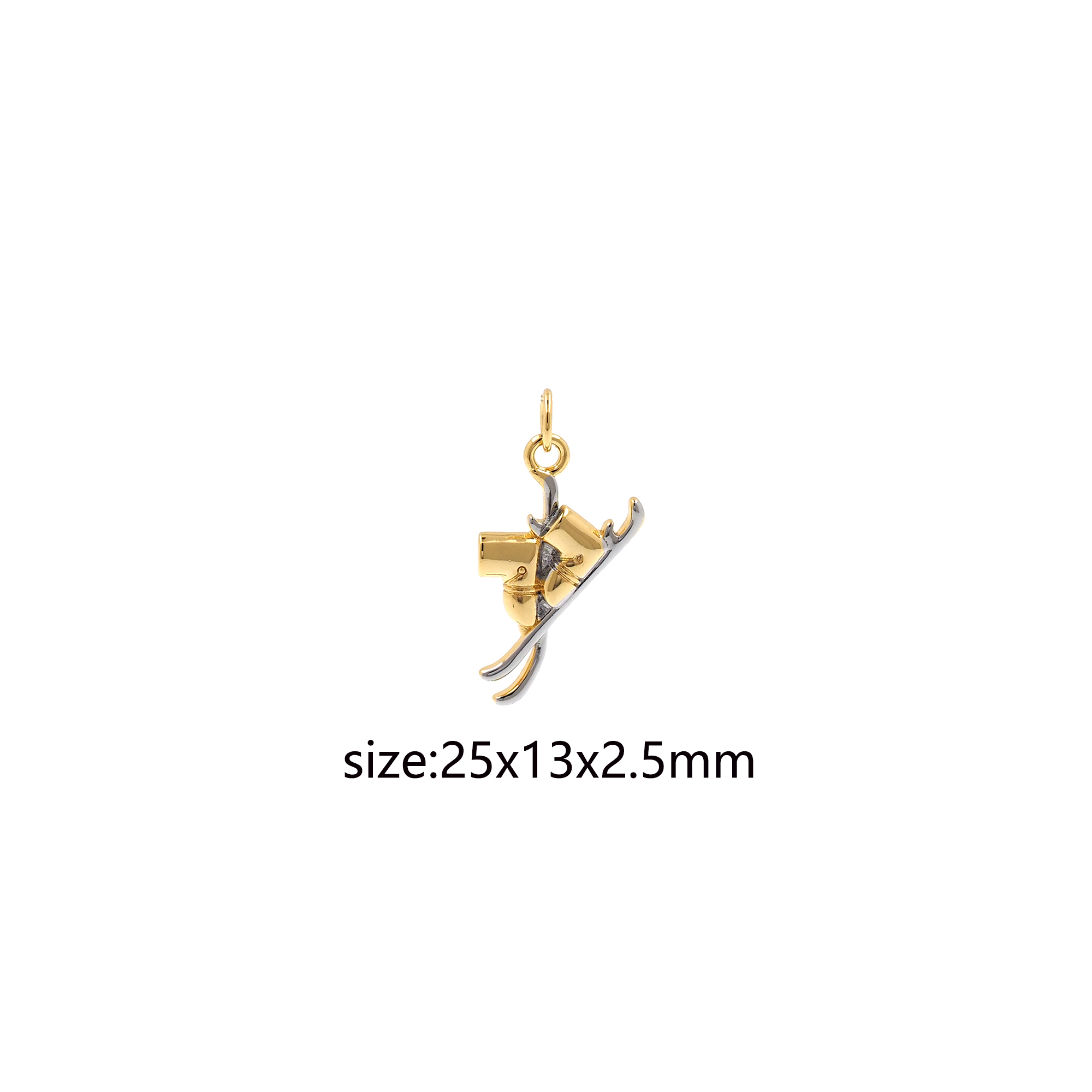18K Gold Filled Snowboard Pendant,Ski Charm,Sports Earrings Necklace for DIY Jewelry Making Supply