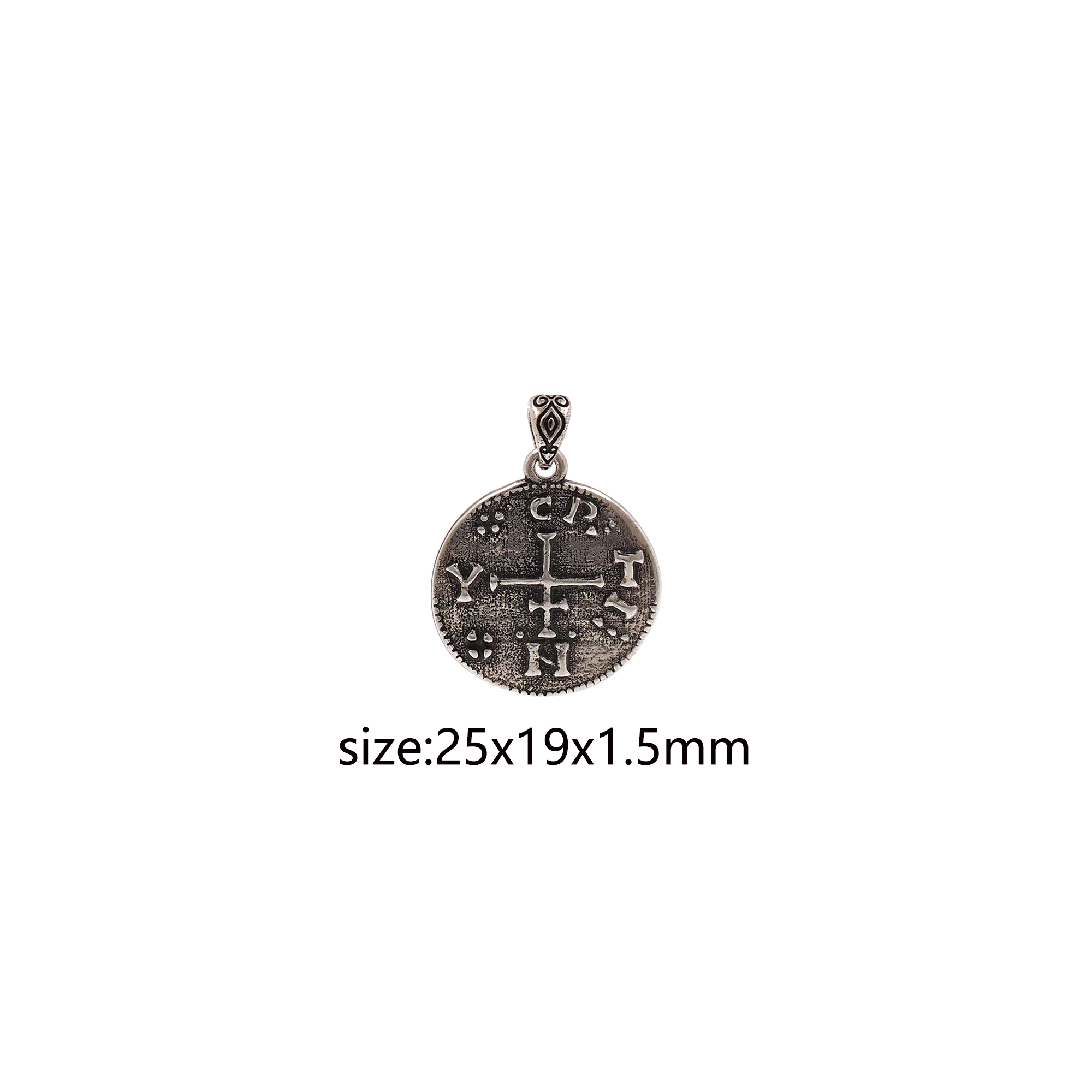 Ancient Silver Coin Pendant,Dainty Coin Charm Earrings Necklace for DIY Jewelry Making Supply