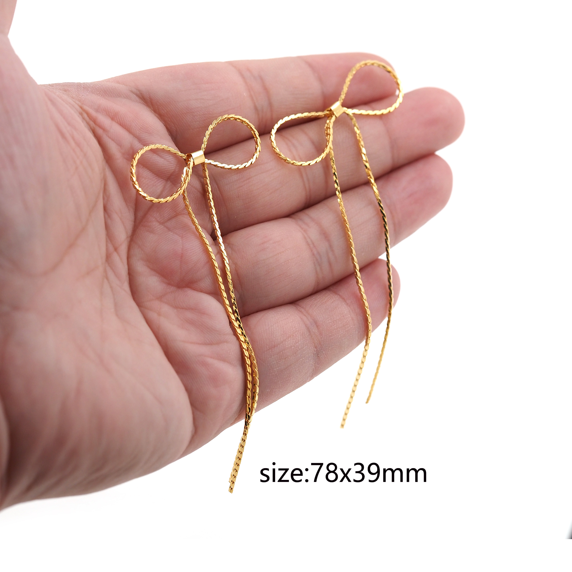 18K Gold Filled Bow Stud Earrings,Tassel Earrings,Dainty Earrings,Minimalist Earring,Gift for Wife