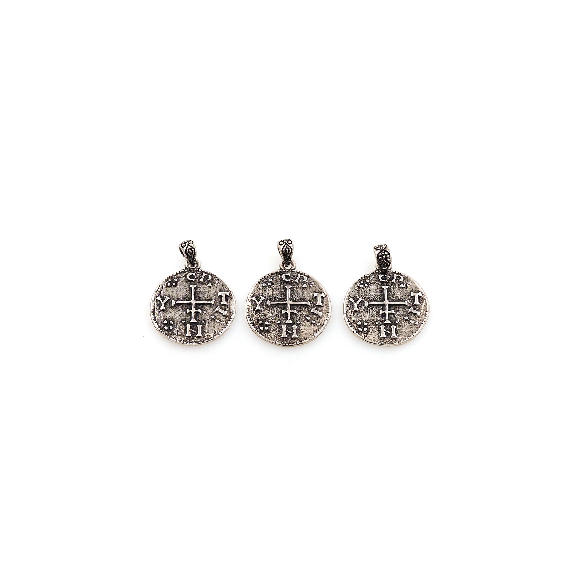 Ancient Silver Coin Pendant,Dainty Coin Charm Earrings Necklace for DIY Jewelry Making Supply