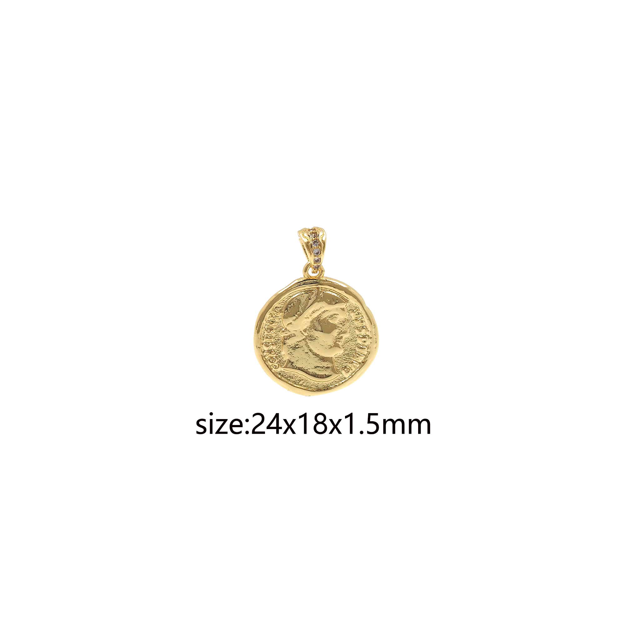 Coin Portrait Pendant,18K Gold Filled Portrait Charm Earrings Necklace for DIY Jewelry Making Supply