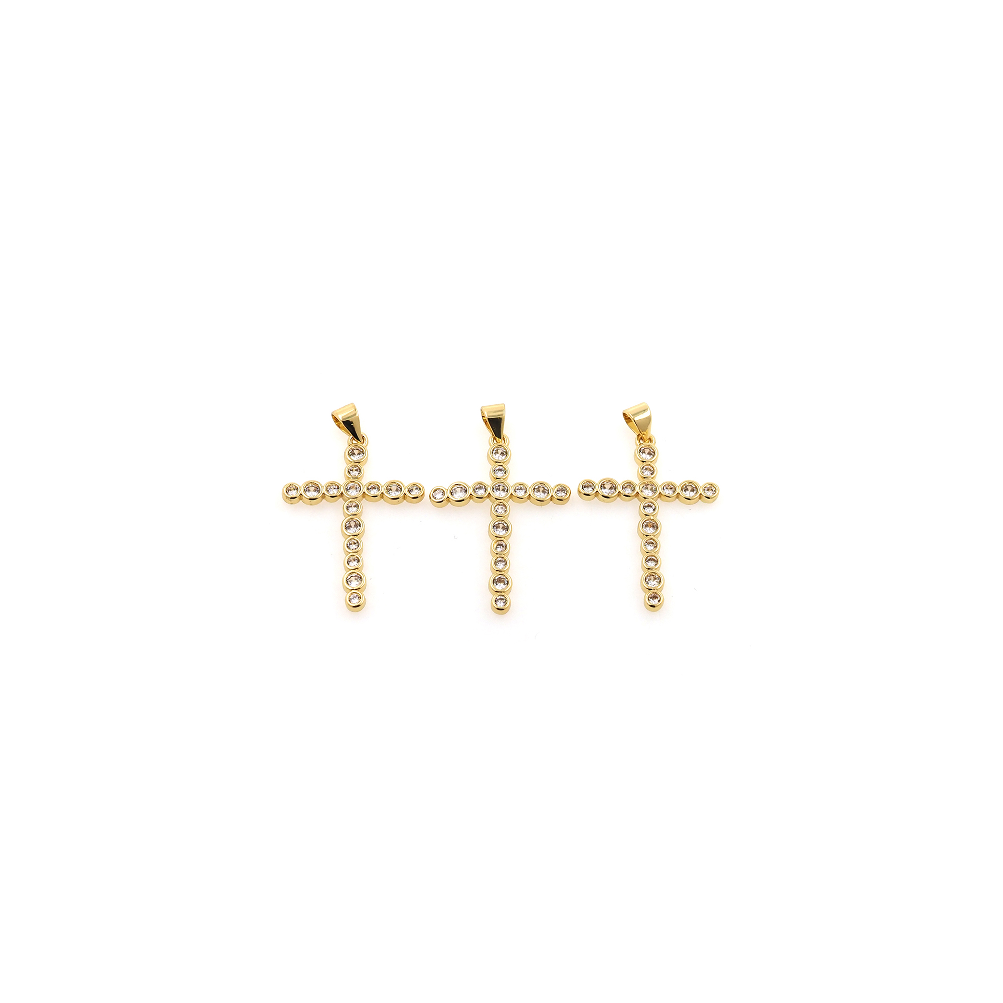 CZ Micro Pave Cross Pendant,18K Gold Filled Cross Charm Earrings Necklace for DIY Jewelry Making Supply