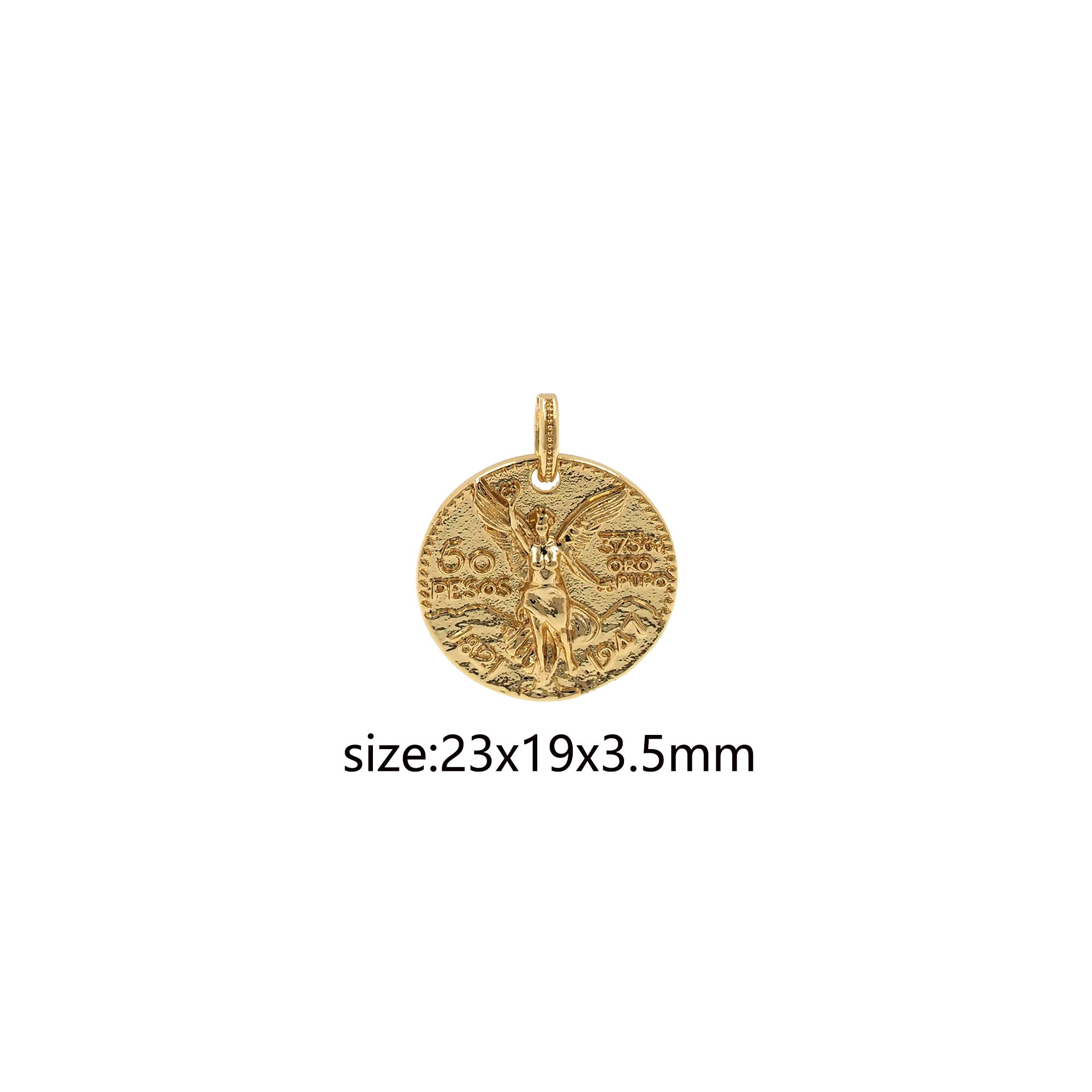 18K Gold Filled Angel Pendant,Coin Angel Charm Earrings Necklace for DIY Jewelry Making Supply
